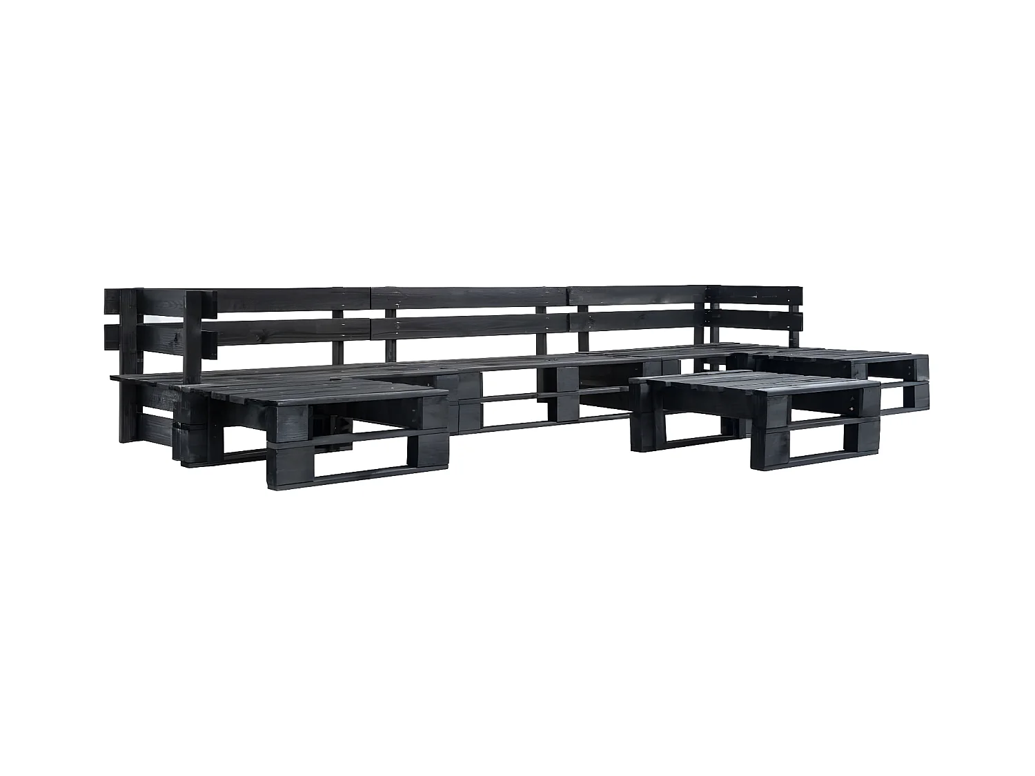 Canapés de jardin palette 6 pièces Noir Bois
