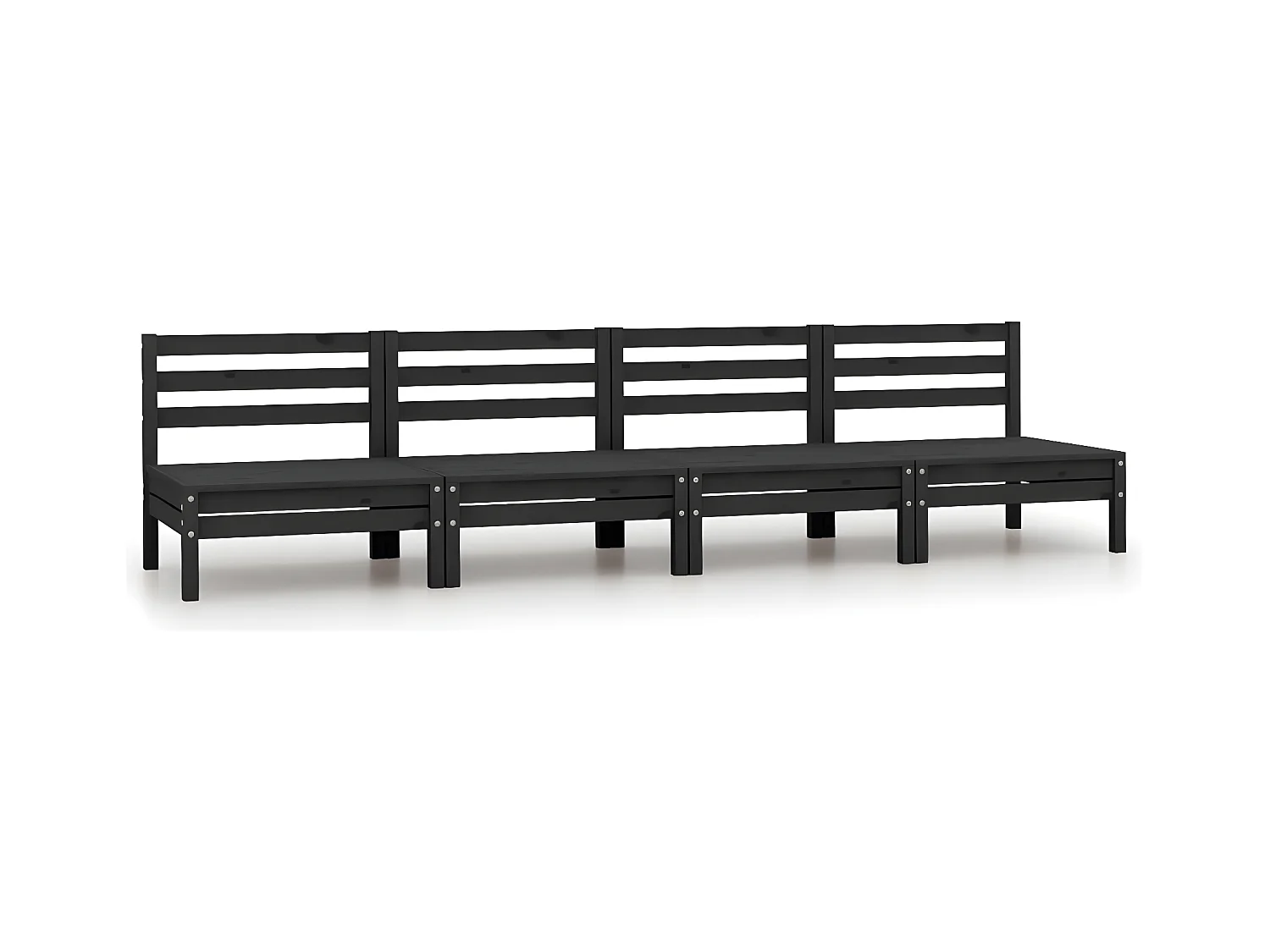 Canapés centraux de jardin 4 pièces Noir Bois de pin massif