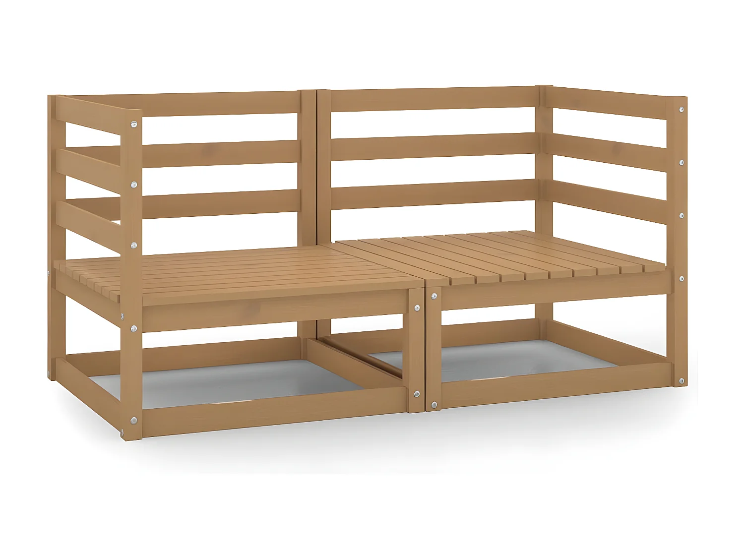 Sofás de esquina de jardín 2 unidades marrón miel madera maciza pino