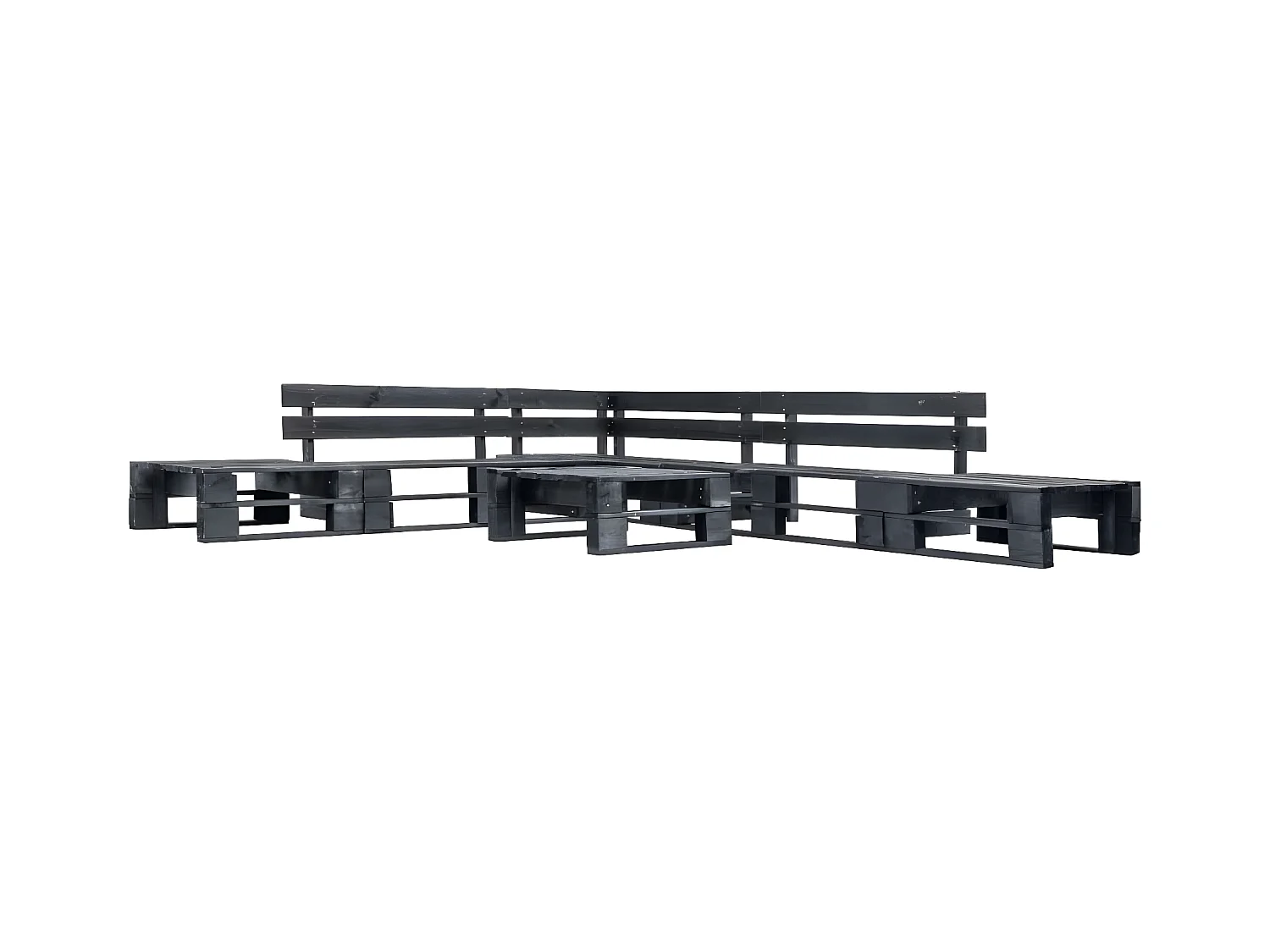 Canapés de jardin palette 6 pièces noir bois