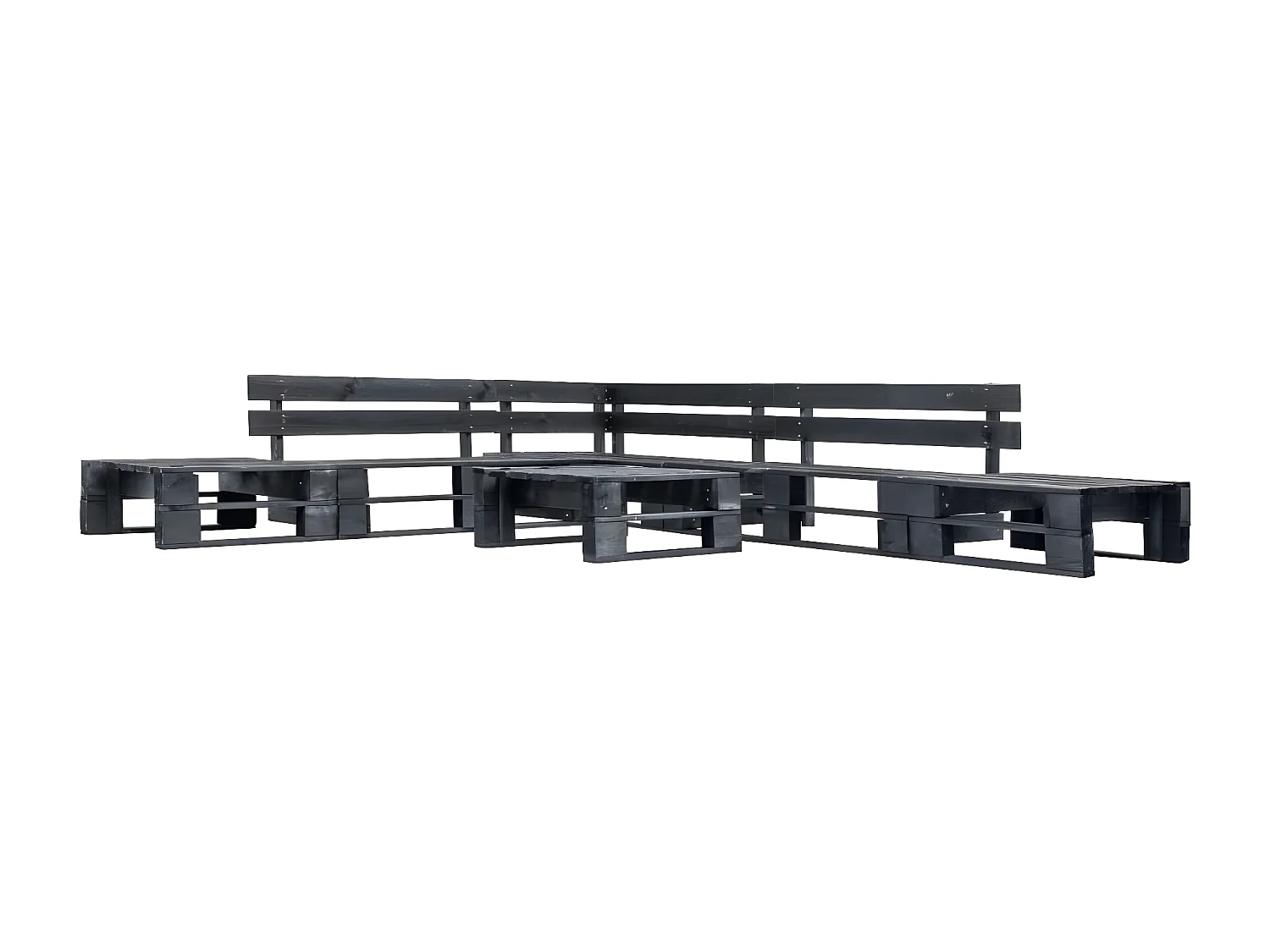 Canapés de jardin palette 6 pièces noir bois
