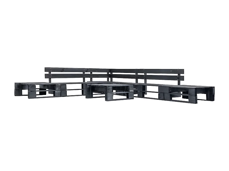 Set de muebles de jardín de palets 6 piezas madera negro