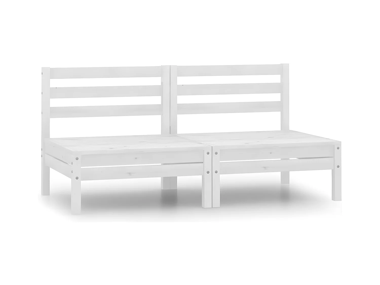 Canapés centraux de jardin 2 pièces Blanc Bois de pin massif