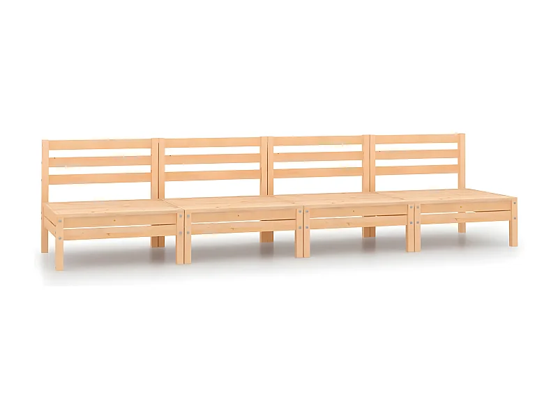 Sofás central de jardín 4 unidades madera maciza de pino