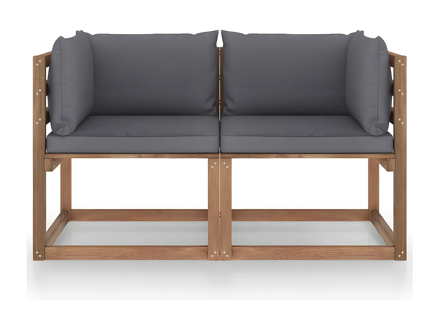 Canapé palette de jardin 2 places et coussins anthracite Pinède