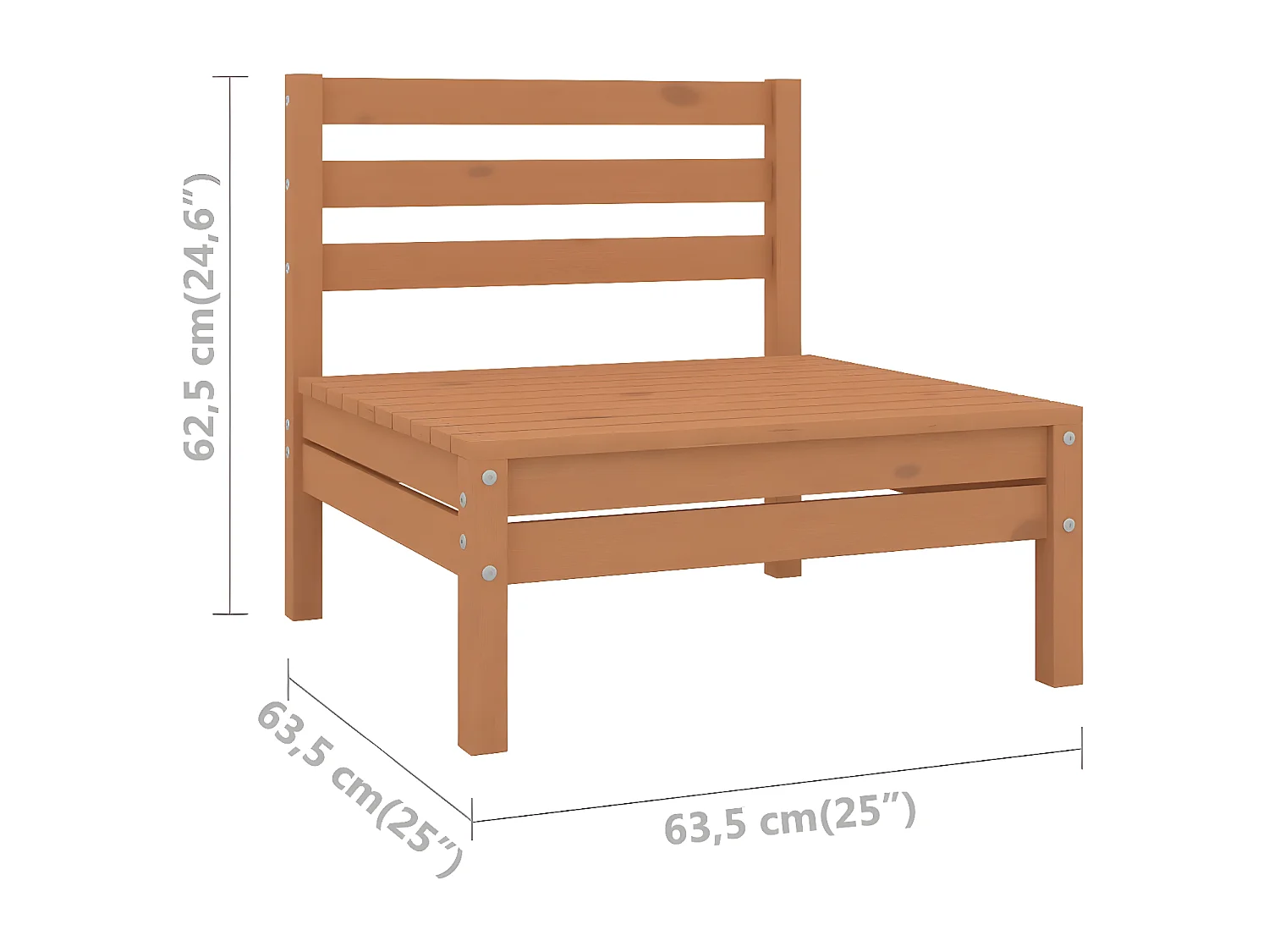 Canapé central de jardin Marron miel Bois de pin solide