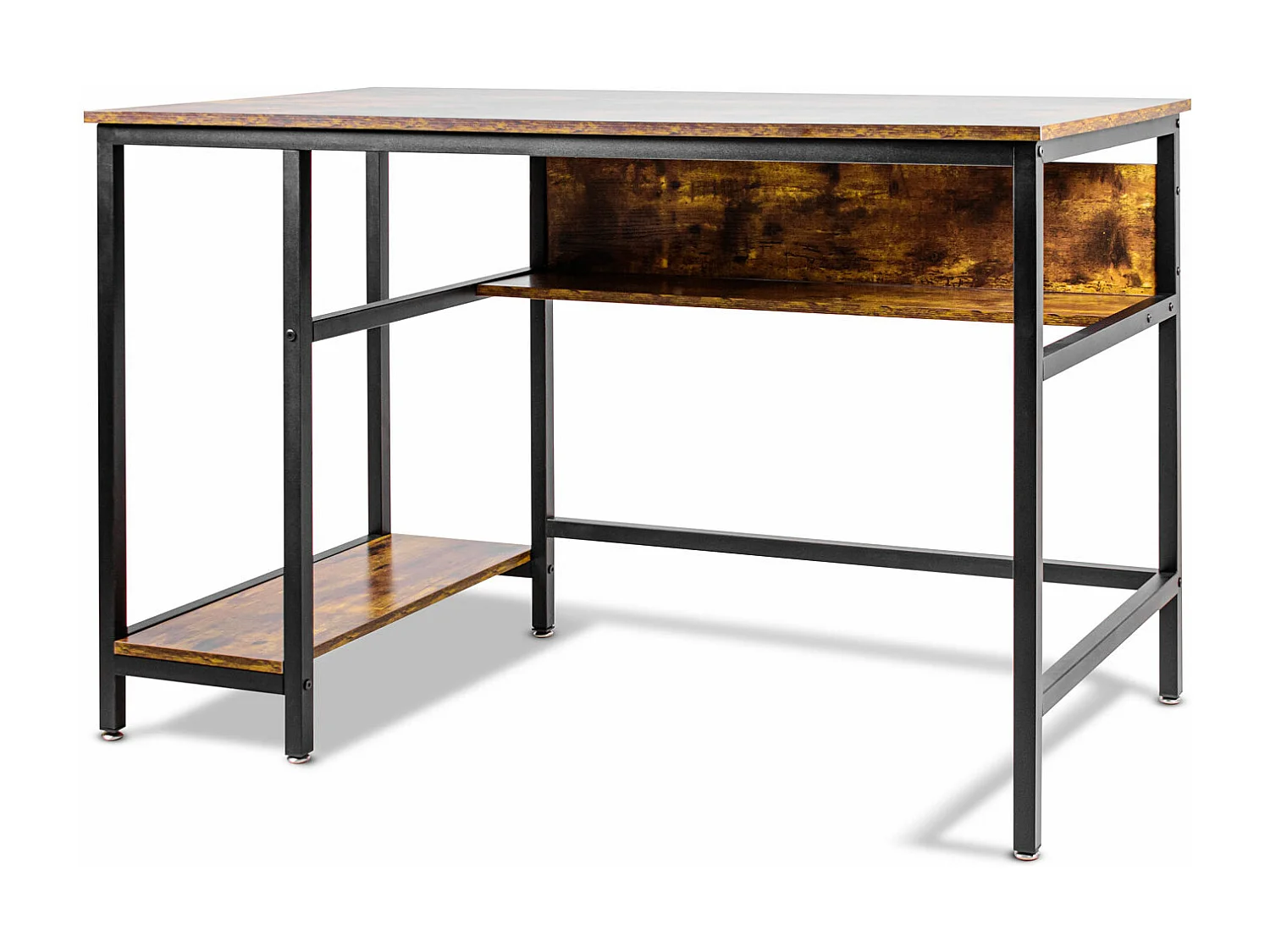 Hanami - Bureau de style industriel avec étagères de rangements, 120x60xH75 cm