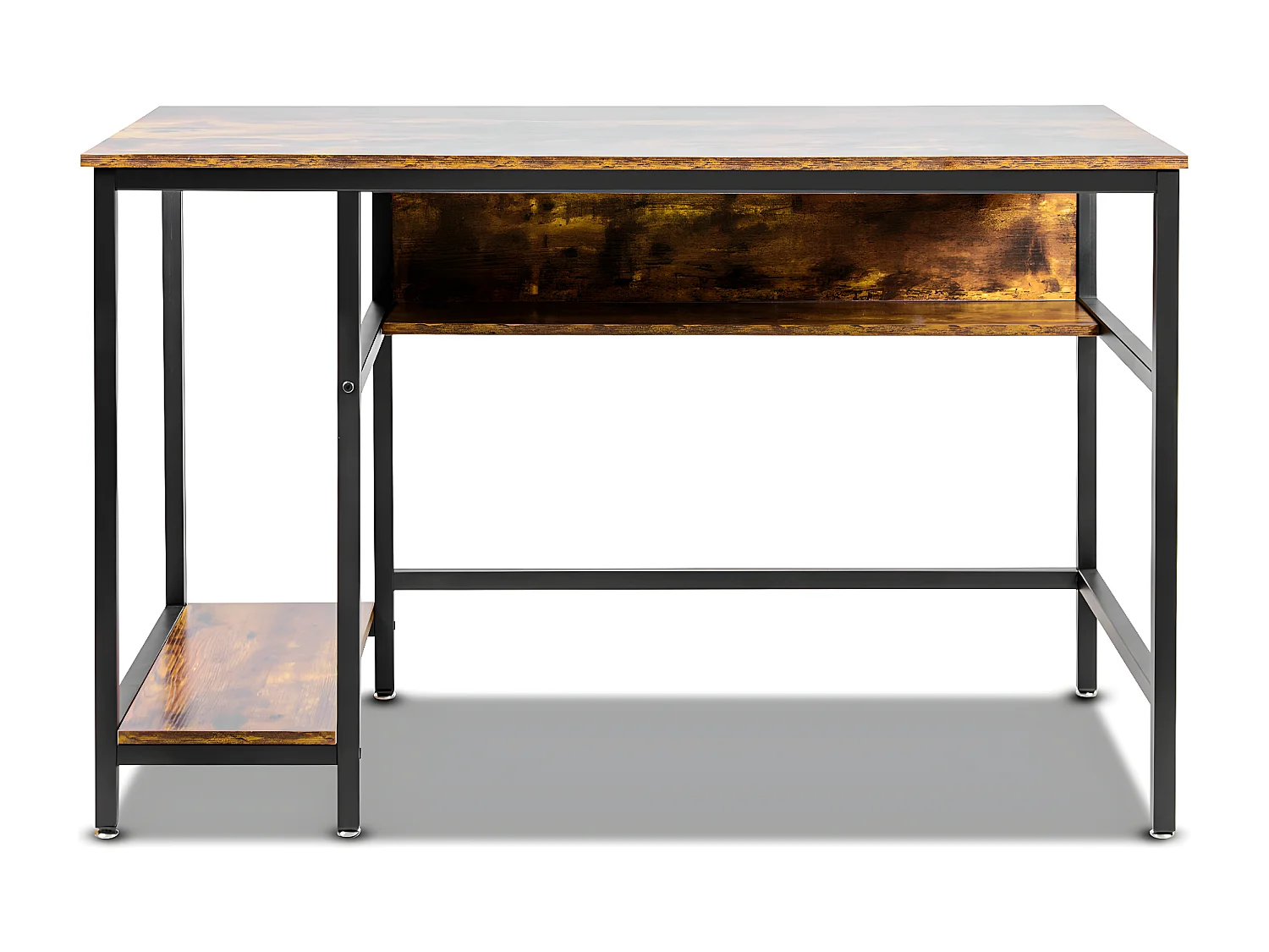 Hanami - Bureau de style industriel avec étagères de rangements, 120x60xH75 cm