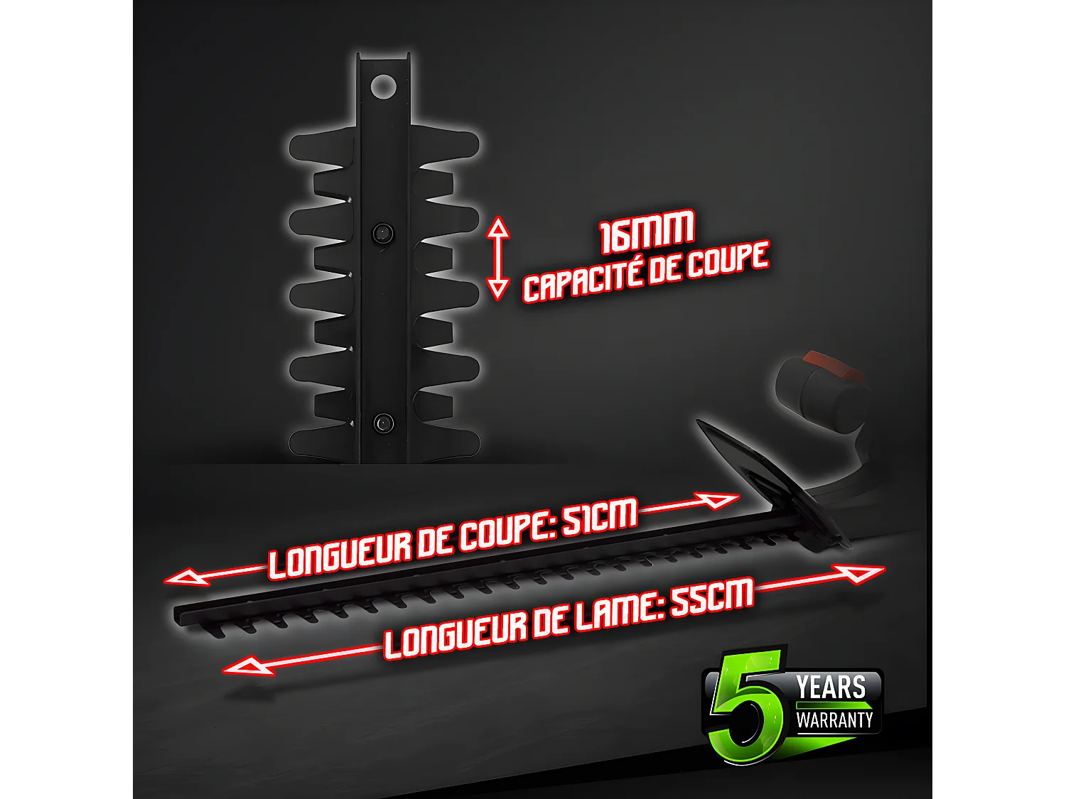 Taille haies 20v max sans batterie - Lame 55cm - Capacité de coupe 16mm -  Constructor