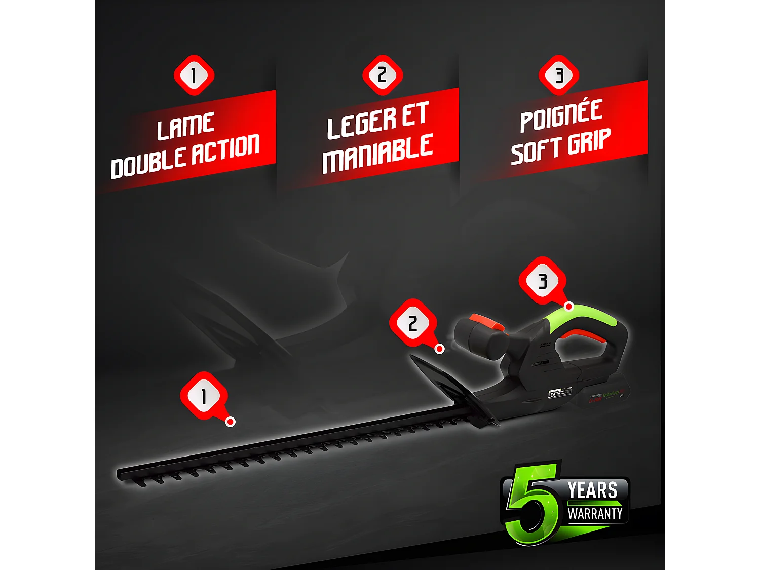 Taille haies 20v max sans batterie - Lame 55cm - Capacité de coupe 16mm -  Constructor