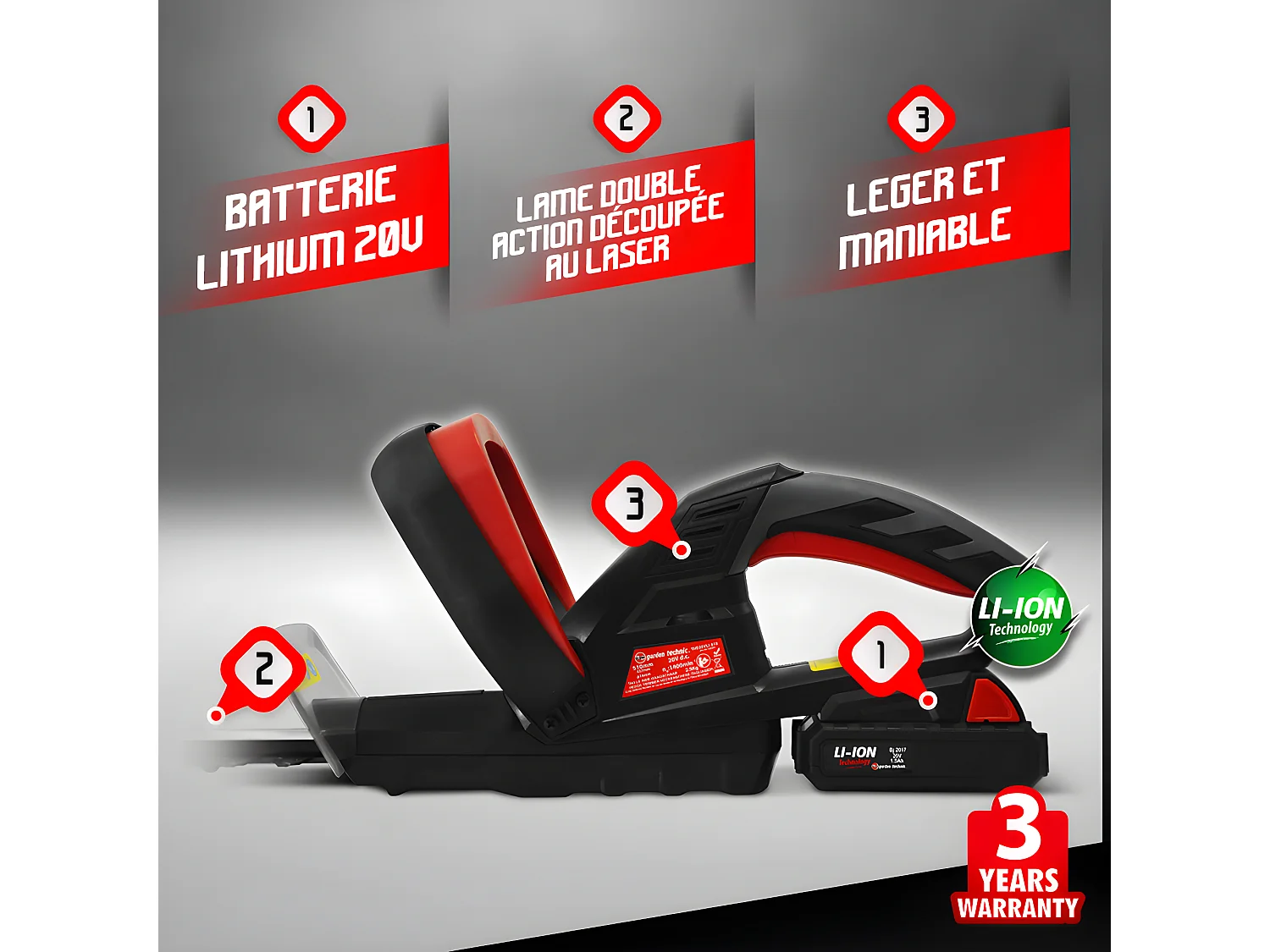 Taille haies rechargeable 20V lithium