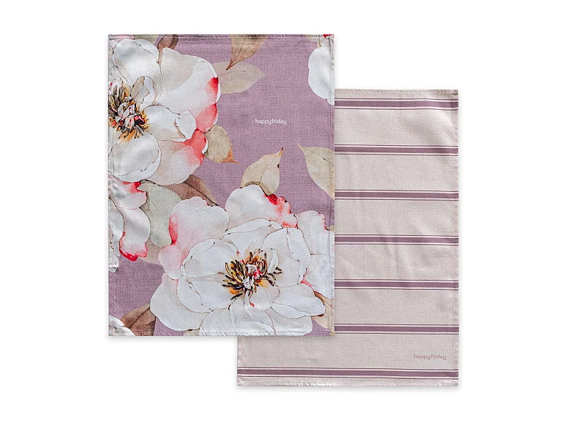 Paño de cocina 2 ud 70x50 cm White peonies