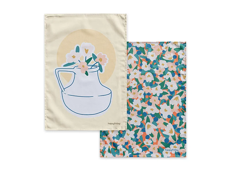 Küchentuch 2 Stück 70x50 cm Flower power