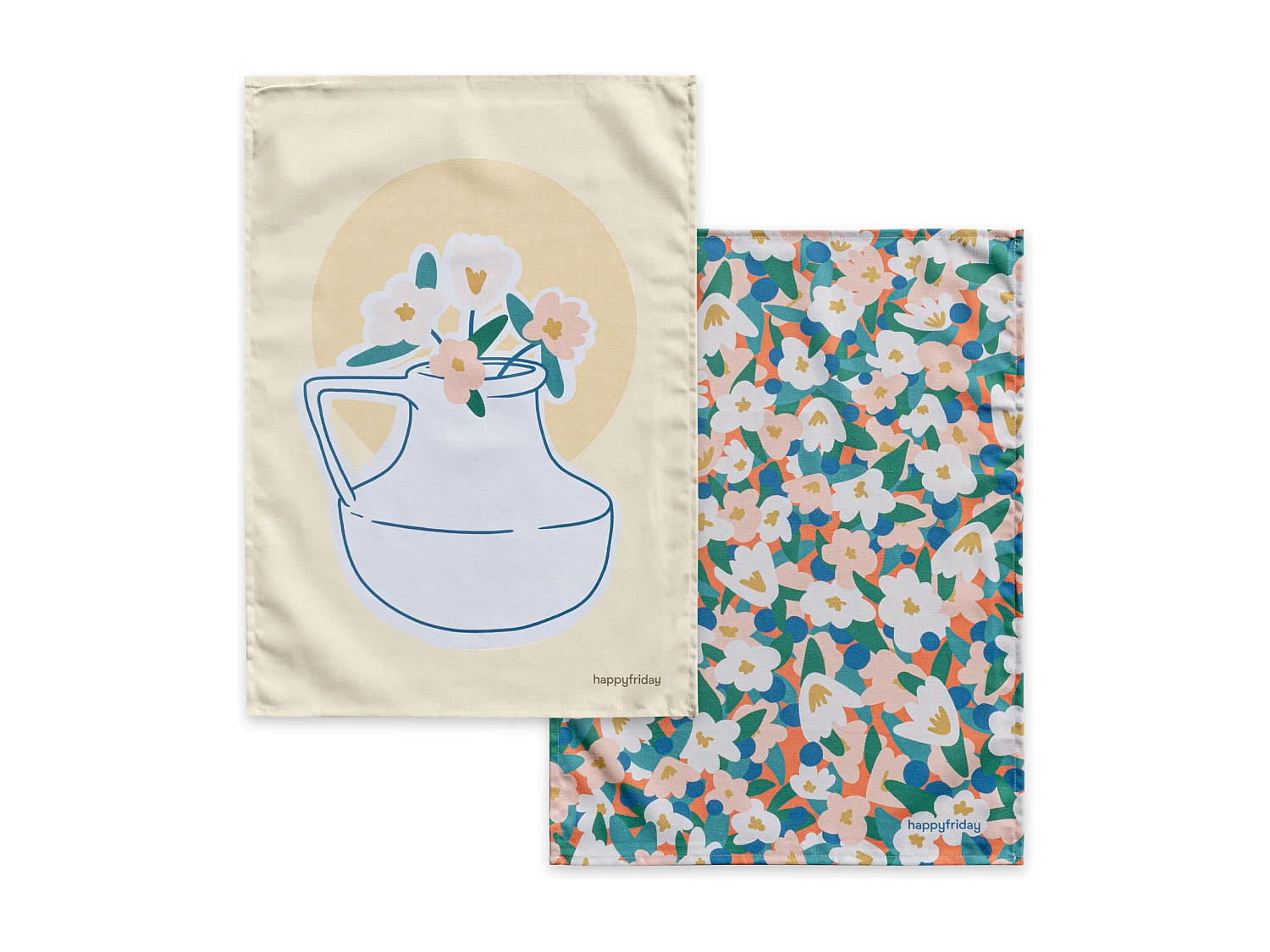 Küchentuch 2 Stück 70x50 cm Flower power