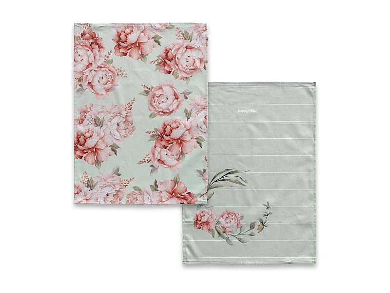 Paño de cocina 2 ud 70x50 cm Winter peony