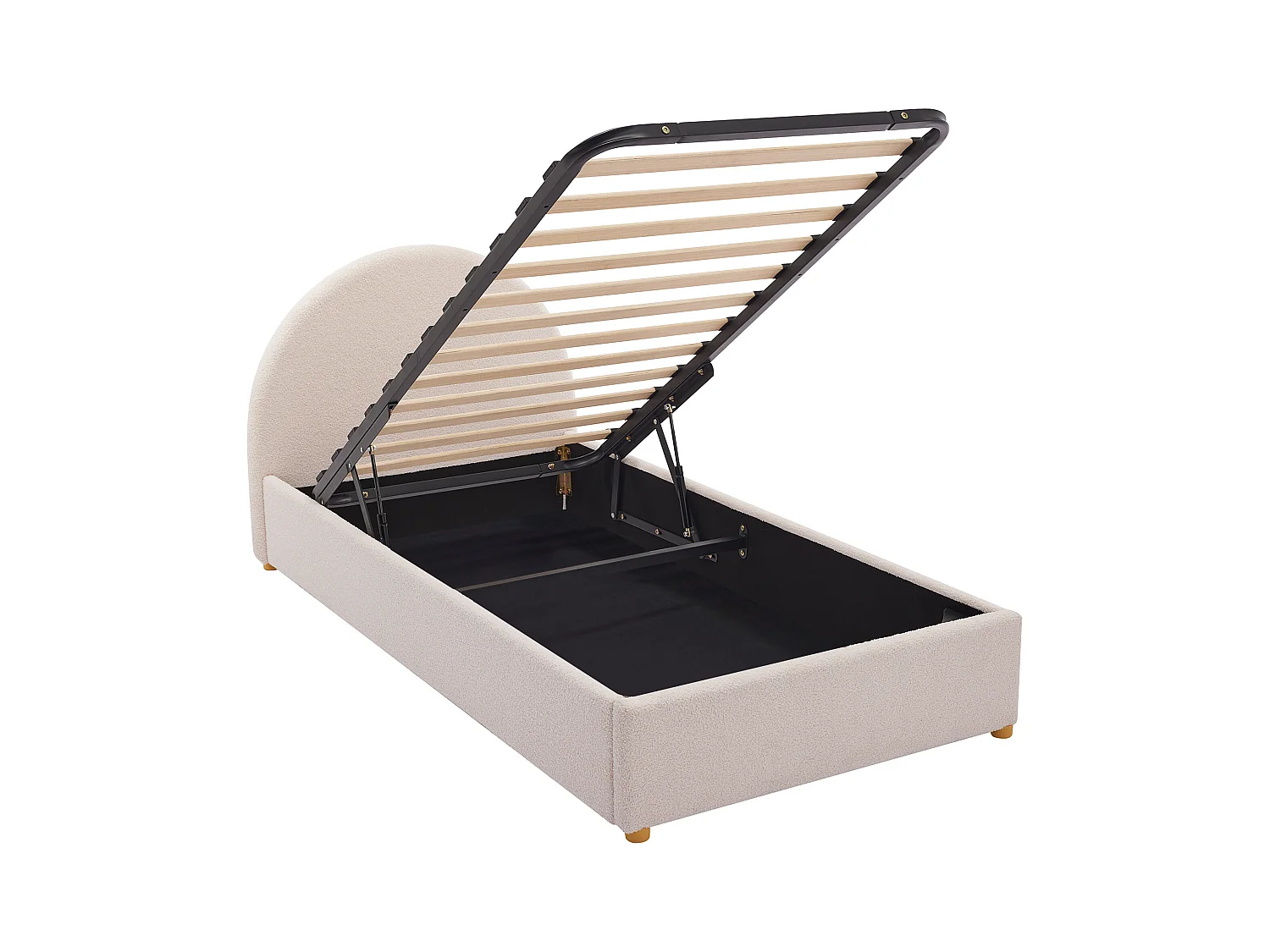 Canapé abatible 90 x 190 cm - Tela rizada - Crema - LIRIMO