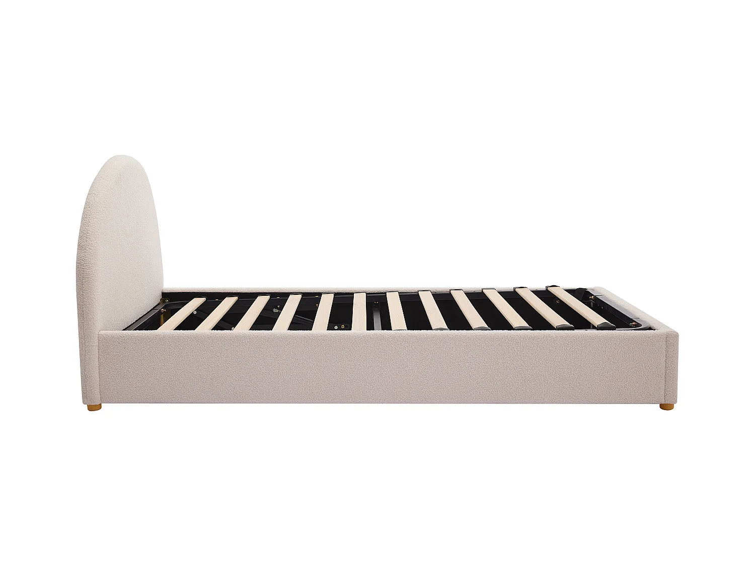 Canapé abatible 90 x 190 cm - Tela rizada - Crema - LIRIMO