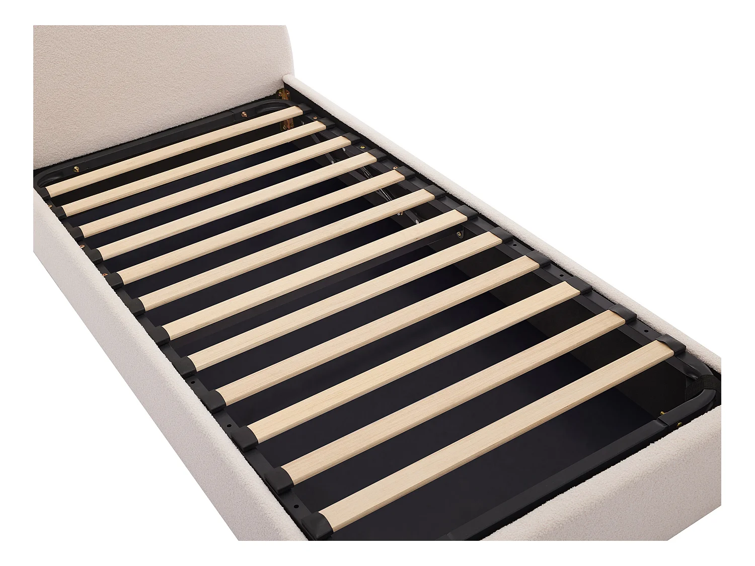 Canapé abatible 90 x 190 cm - Tela rizada - Crema - LIRIMO