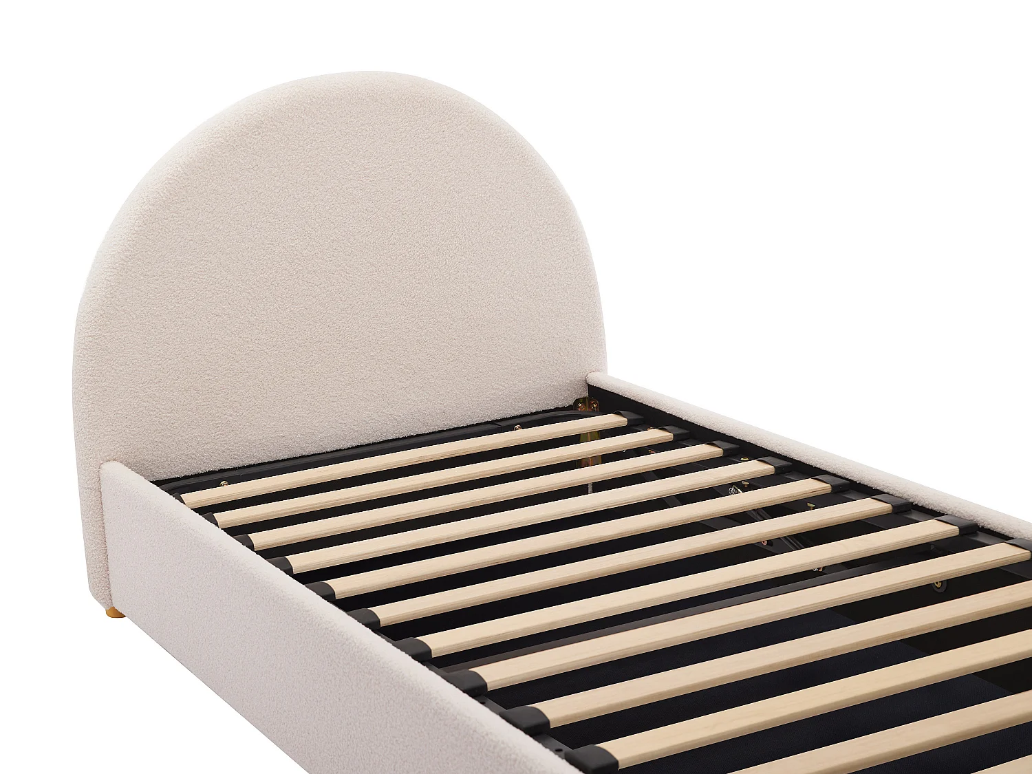 Boxseng 90 x 190 cm - Loopet stof - Creme - LIRIMO