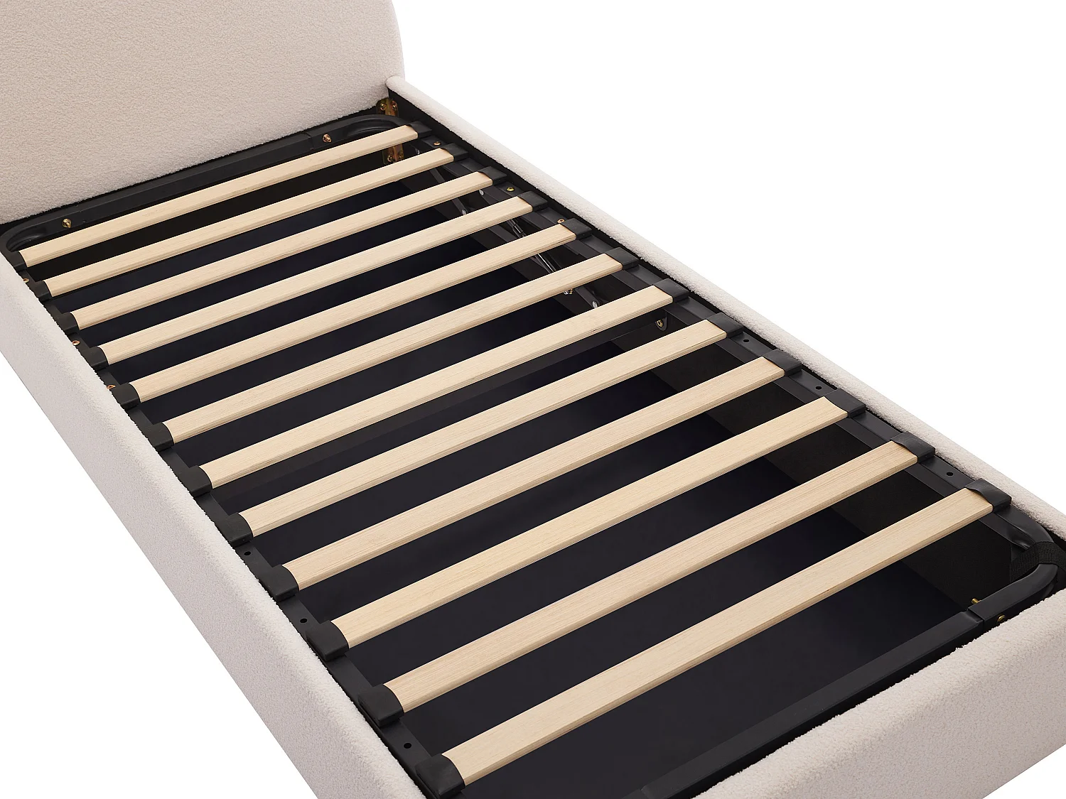 Boxseng 90 x 190 cm - Loopet stof - Creme - LIRIMO