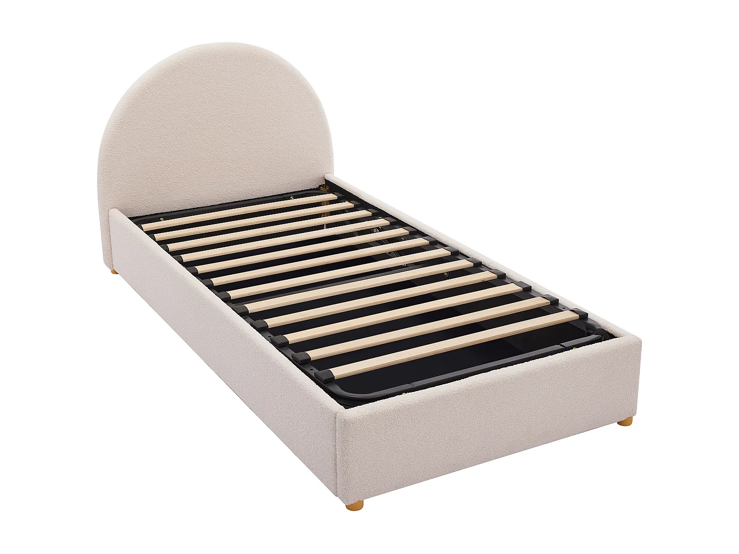 Boxseng 90 x 190 cm - Loopet stof - Creme - LIRIMO