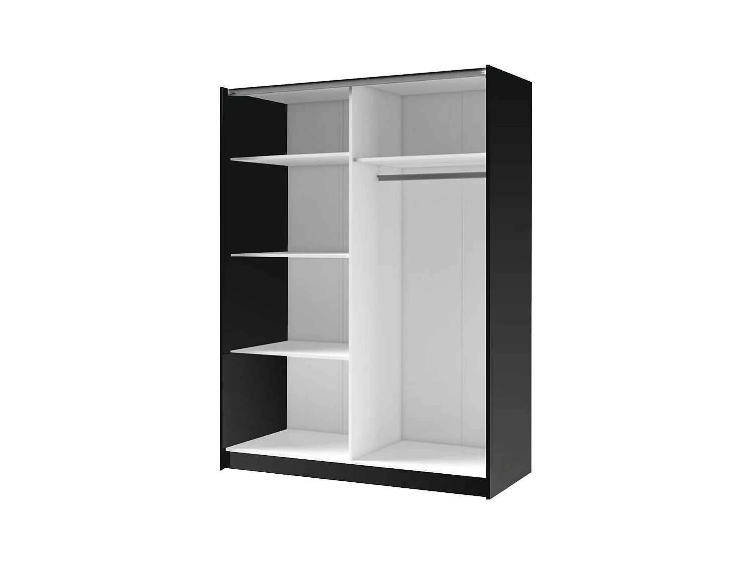 Armoire 2 portes coulissantes - Avec miroir - L150 cm - Noir et naturel - CALELA