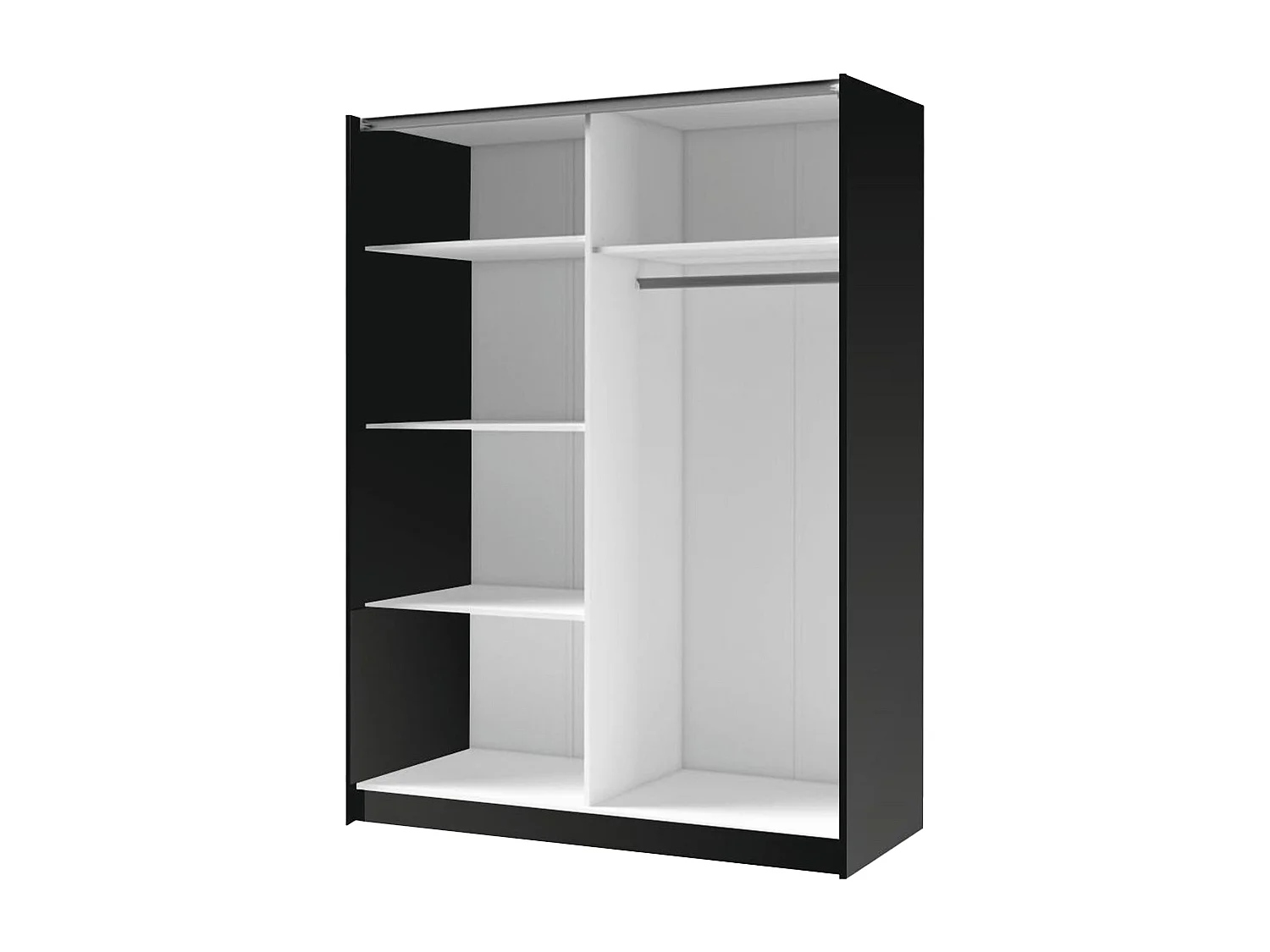 Guarda-roupa 2 portas de correr com espelho C150 cm preto e natural - CALELA