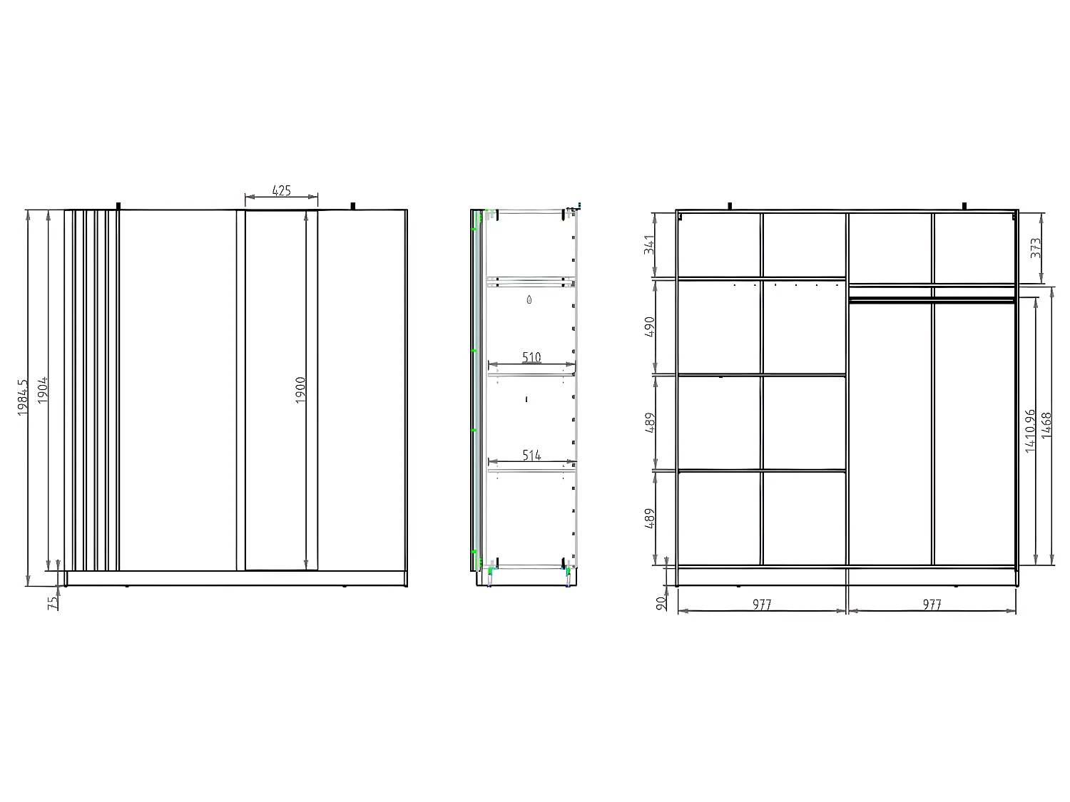 Armoire 2 portes coulissantes - Avec miroir - L200 cm - Noir et naturel - CALELA