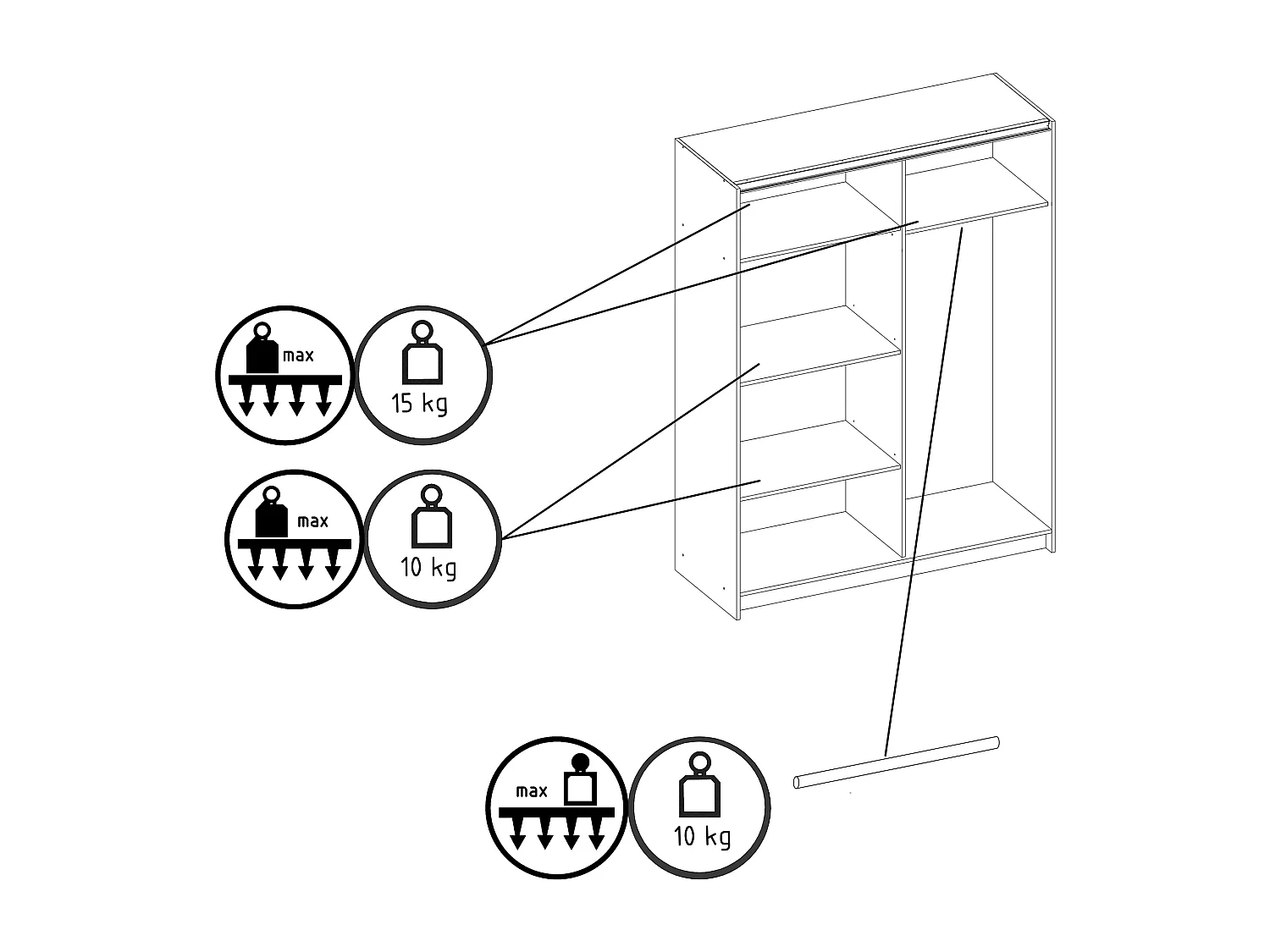 Armoire 2 portes coulissantes - Avec miroir - L200 cm - Blanc et naturel - CALELA