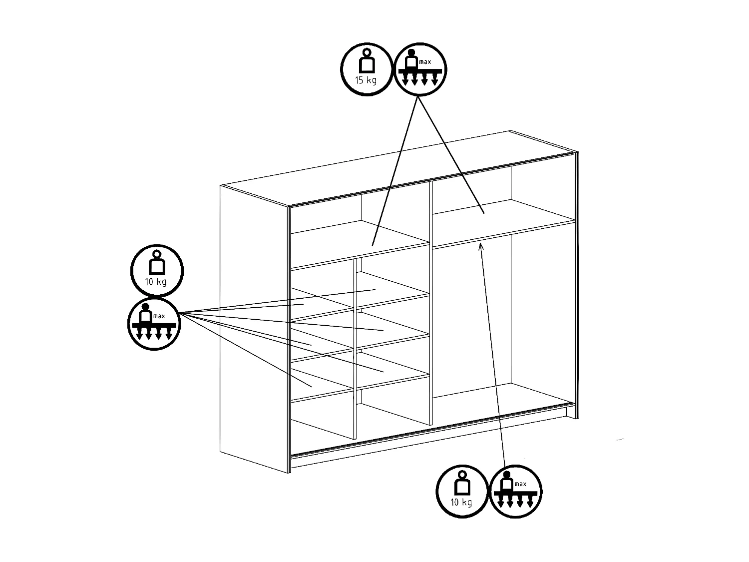 Garderob med 2 skjutdörrar - Med spegel - B200 cm - Vit - ARGONIO