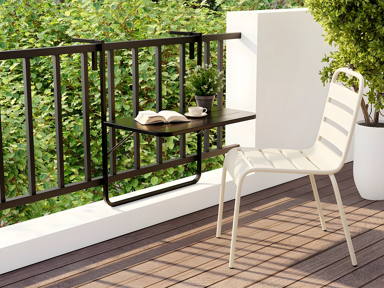 Table de balcon pliante en métal - Noir - APYA de MYLIA