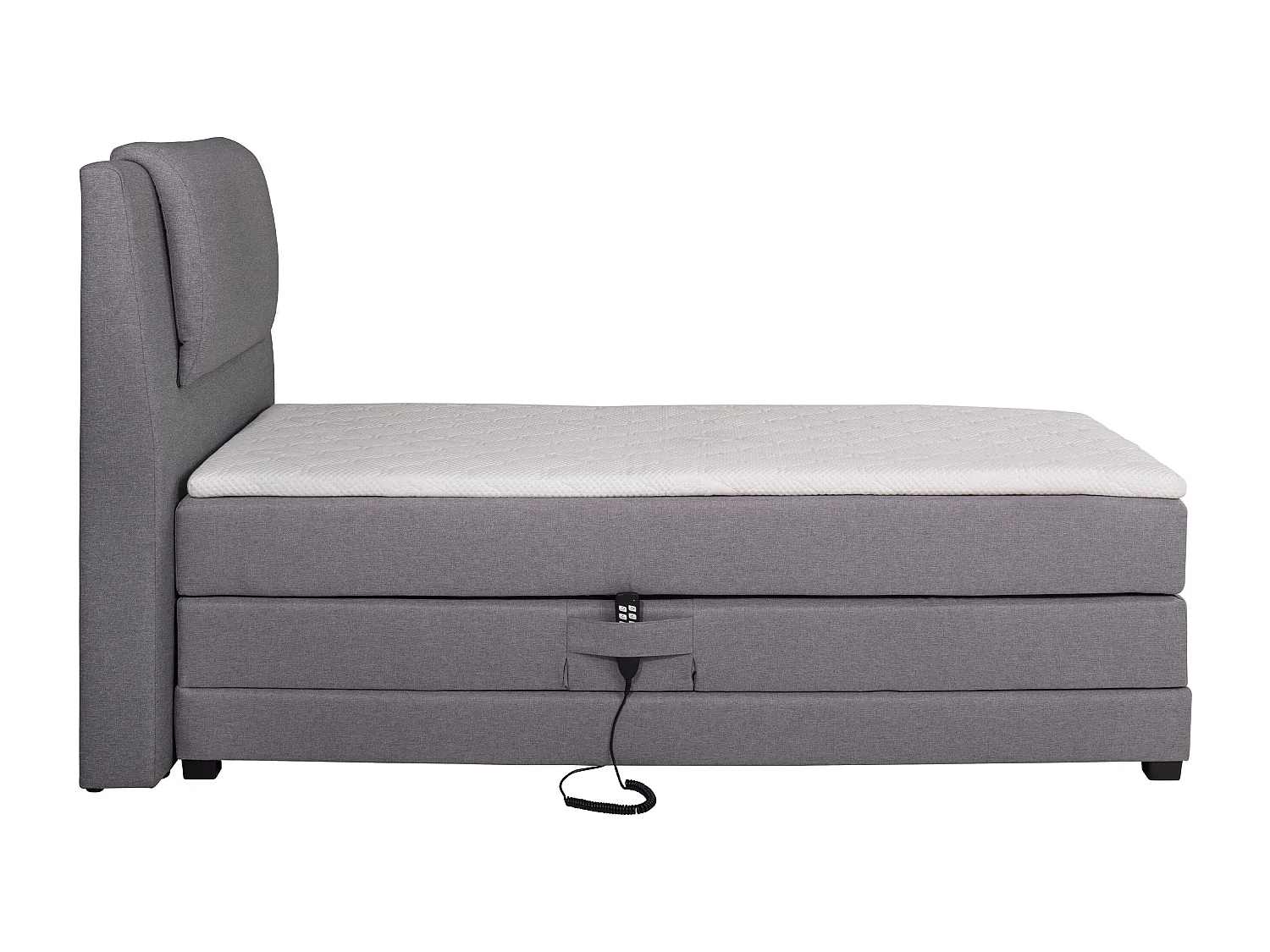Ensemble complet boxspring tête de lit + sommiers relaxation électrique + matelas + surmatelas - 100 x 200 cm - Tissu - Gris clair - CASTEL II  de PALACIO
