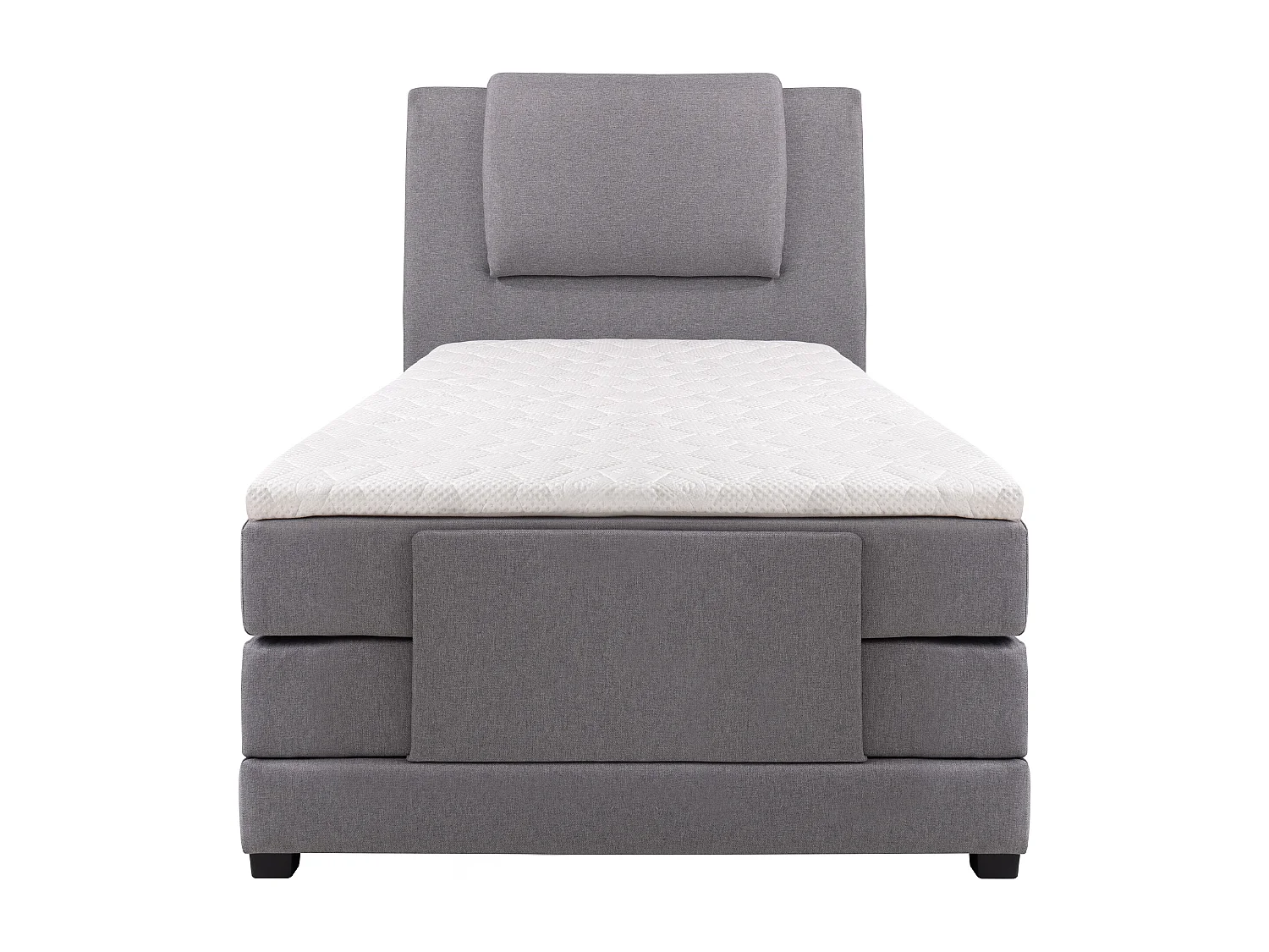 Ensemble complet boxspring tête de lit + sommiers relaxation électrique + matelas + surmatelas - 100 x 200 cm - Tissu - Gris clair - CASTEL II  de PALACIO