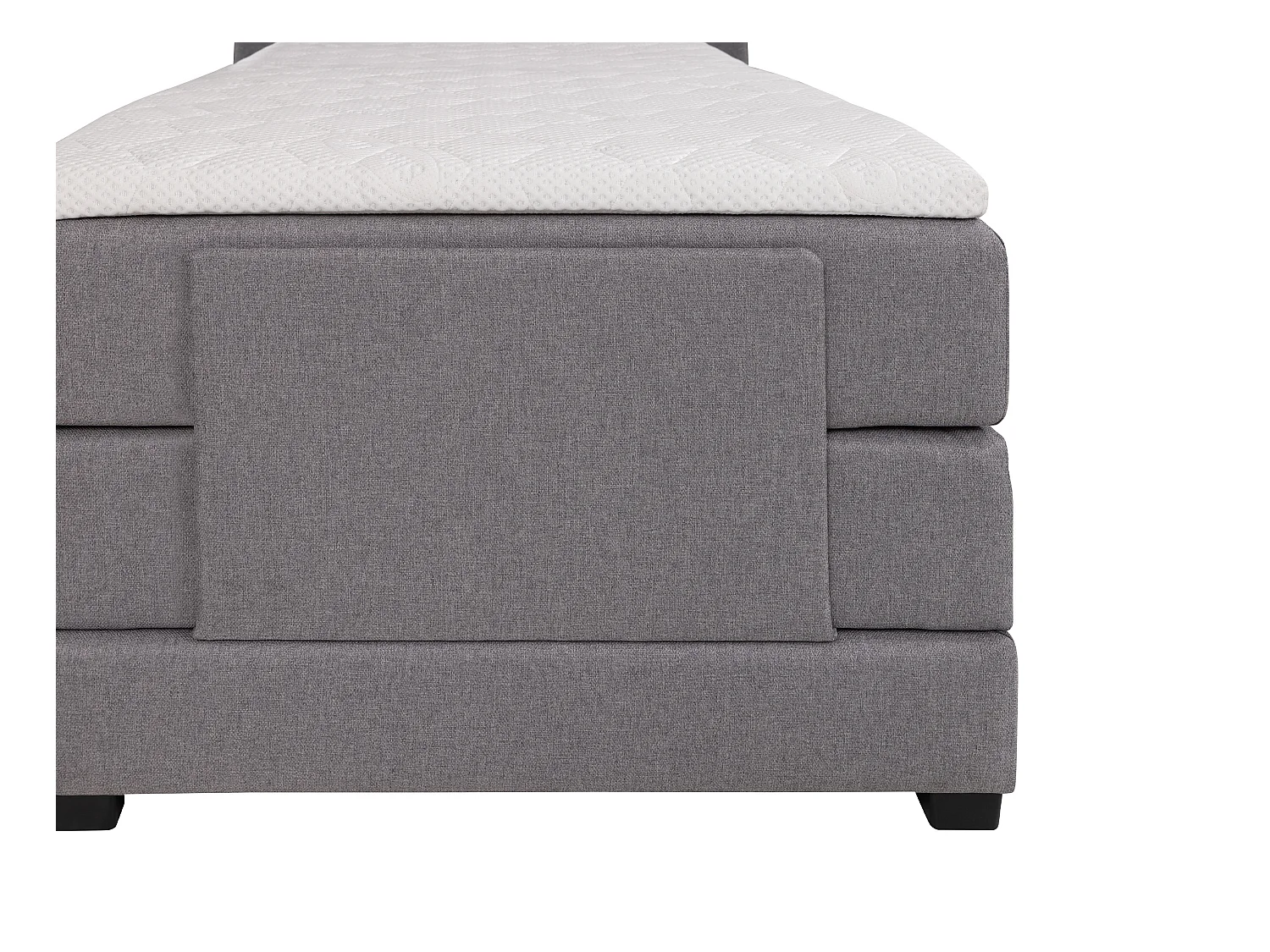 Boxspringbett mit Bettkopfteil + elektrischem Untergestell mit Relaxfunktion + Matratze + Topper - 100 x 200 cm - Stoff - Hellgrau - CASTEL II von PALACIO