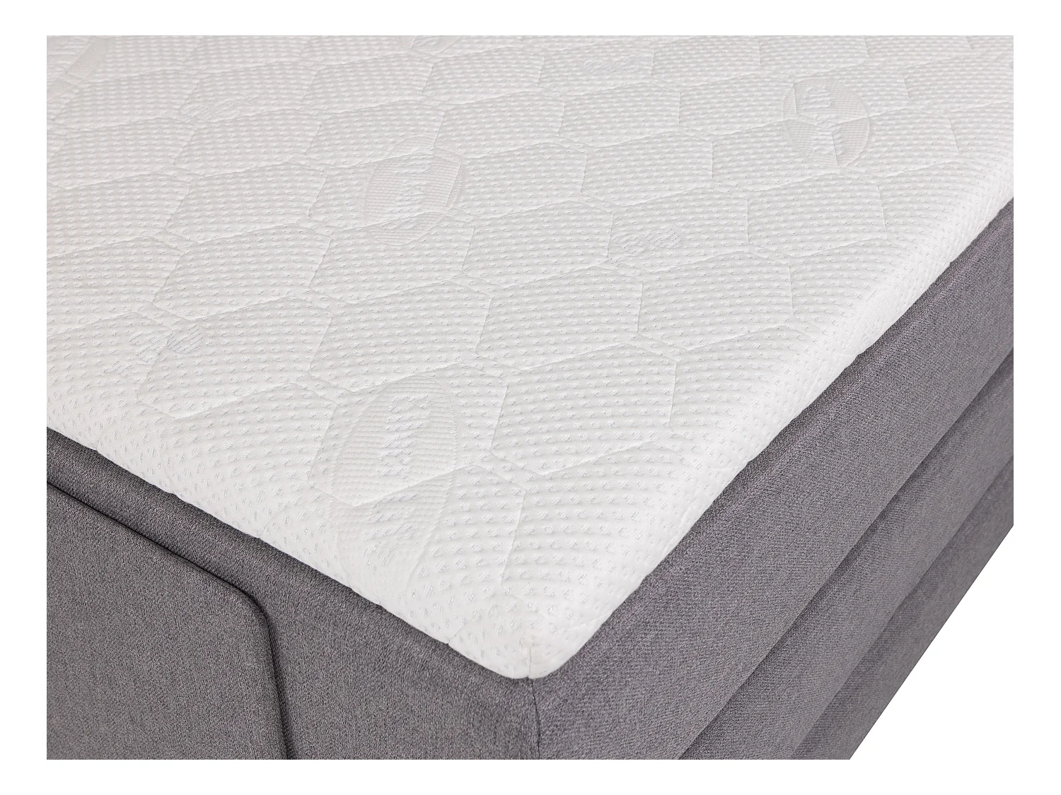 Boxspringbett mit Bettkopfteil + elektrischem Untergestell mit Relaxfunktion + Matratze + Topper - 100 x 200 cm - Stoff - Hellgrau - CASTEL II von PALACIO