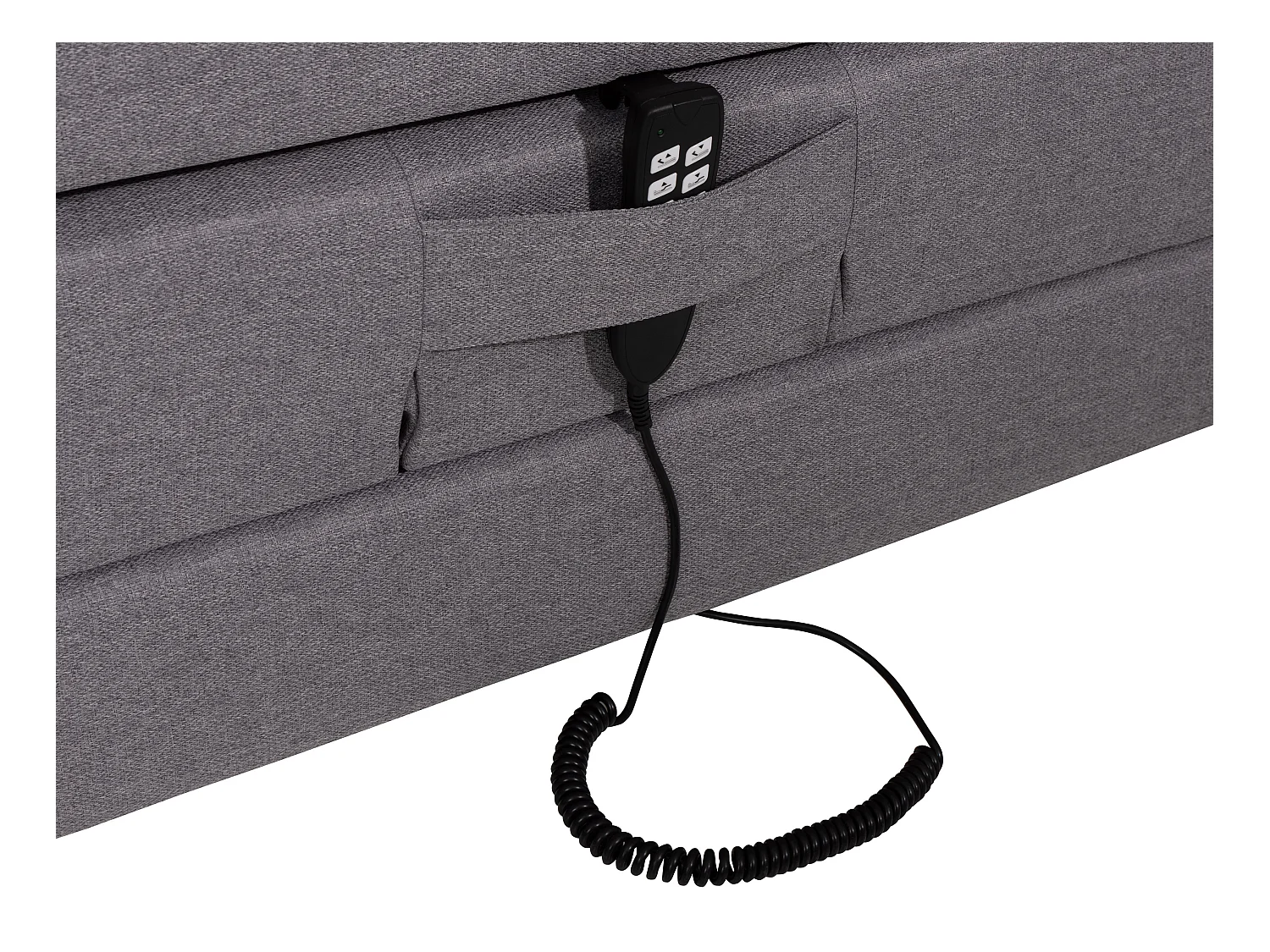 Boxspringbett mit Bettkopfteil + elektrischem Untergestell mit Relaxfunktion + Matratze + Topper - 100 x 200 cm - Stoff - Hellgrau - CASTEL II von PALACIO
