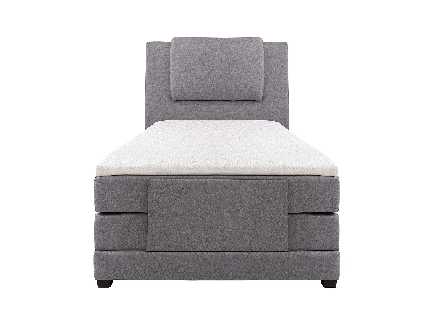 Boxspringbett mit Bettkopfteil + elektrischem Untergestell mit Relaxfunktion + Matratze + Topper - 100 x 200 cm - Stoff - Hellgrau - CASTEL II von PALACIO