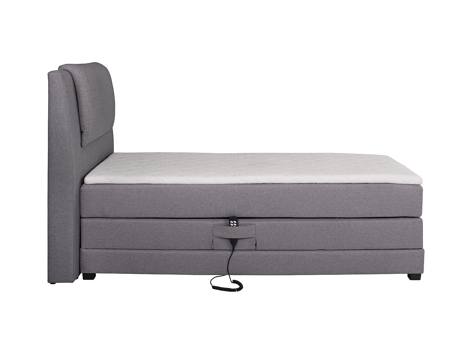 Boxspringbett mit Bettkopfteil + elektrischem Untergestell mit Relaxfunktion + Matratze + Topper - 100 x 200 cm - Stoff - Hellgrau - CASTEL II von PALACIO