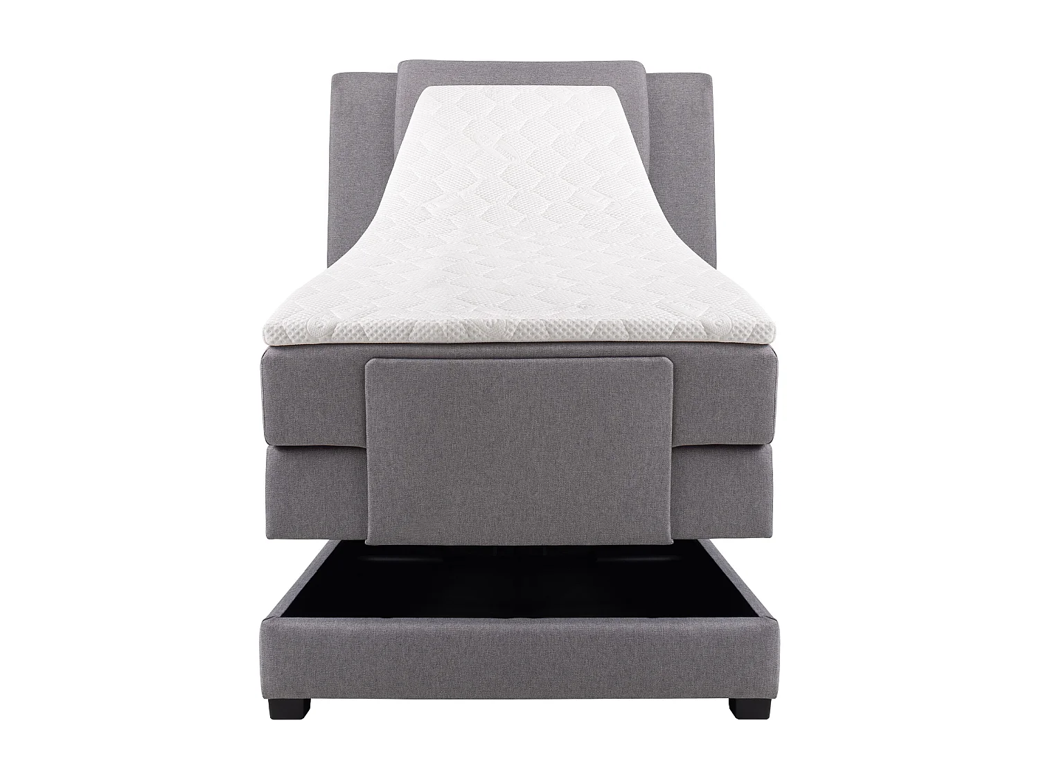 Ensemble complet boxspring tête de lit + sommiers relaxation électrique + matelas + surmatelas - 100 x 200 cm - Tissu - Gris clair - CASTEL II  de PALACIO