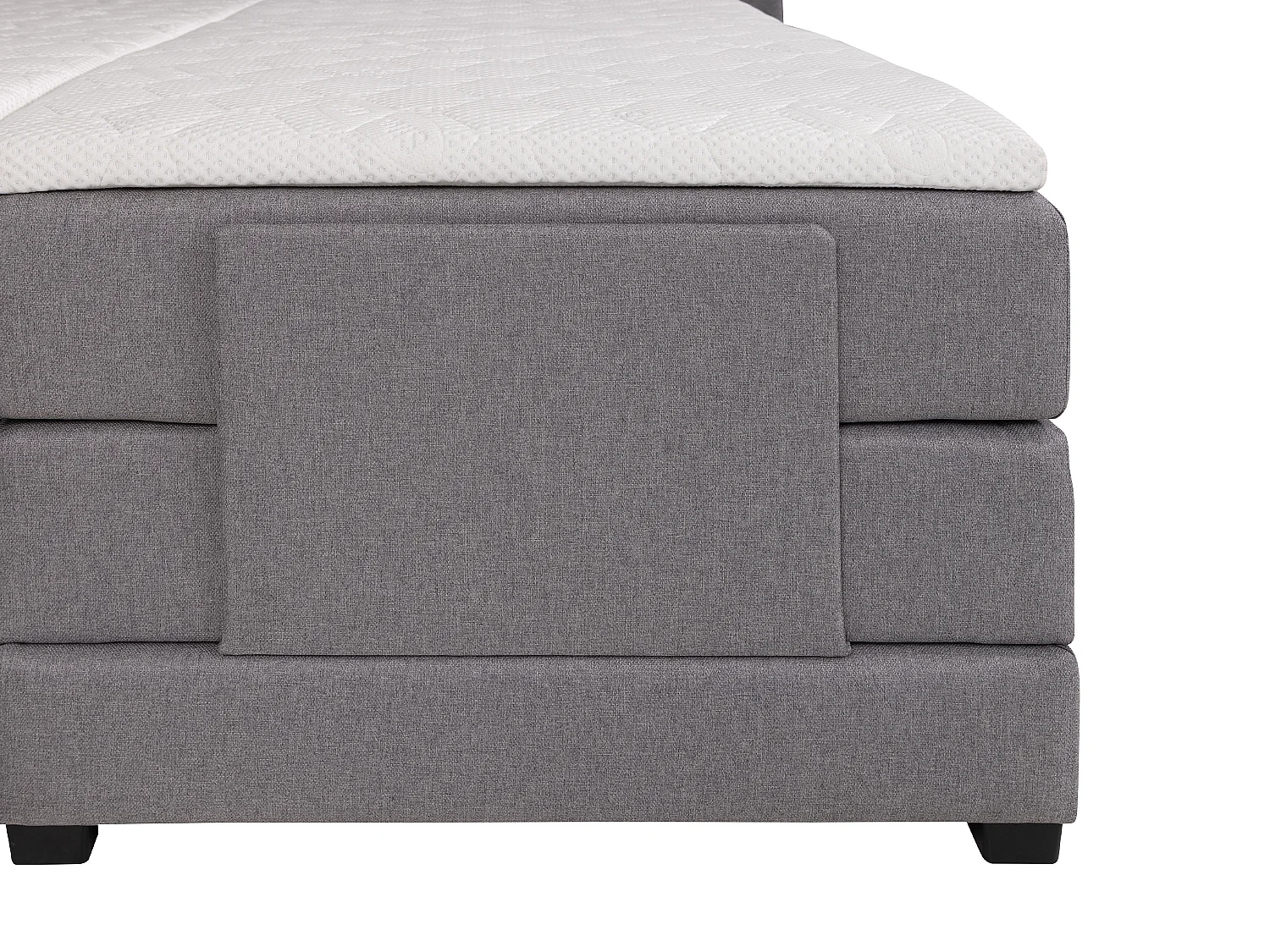 Ensemble complet boxspring tête de lit + sommiers relaxation électrique + matelas + surmatelas - 2 x 80 x 200 cm - Tissu - Gris clair - CASTEL II de PALACIO
