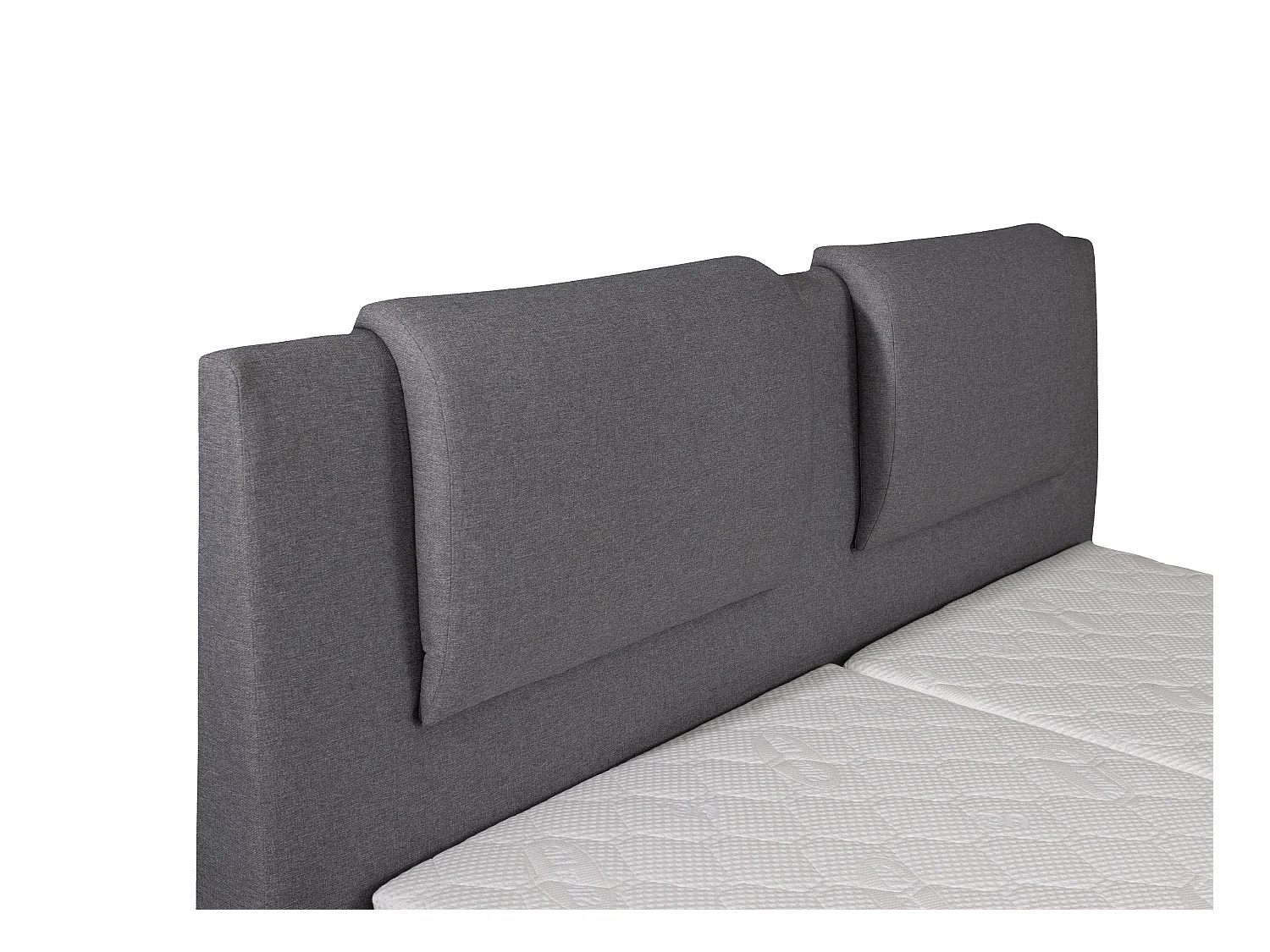 Set letto boxspring testata + reti relax elettriche + materasso + topper CASTEL di PALACIO - 2 x 80 x 200 cm - Tessuto grigio chiaro