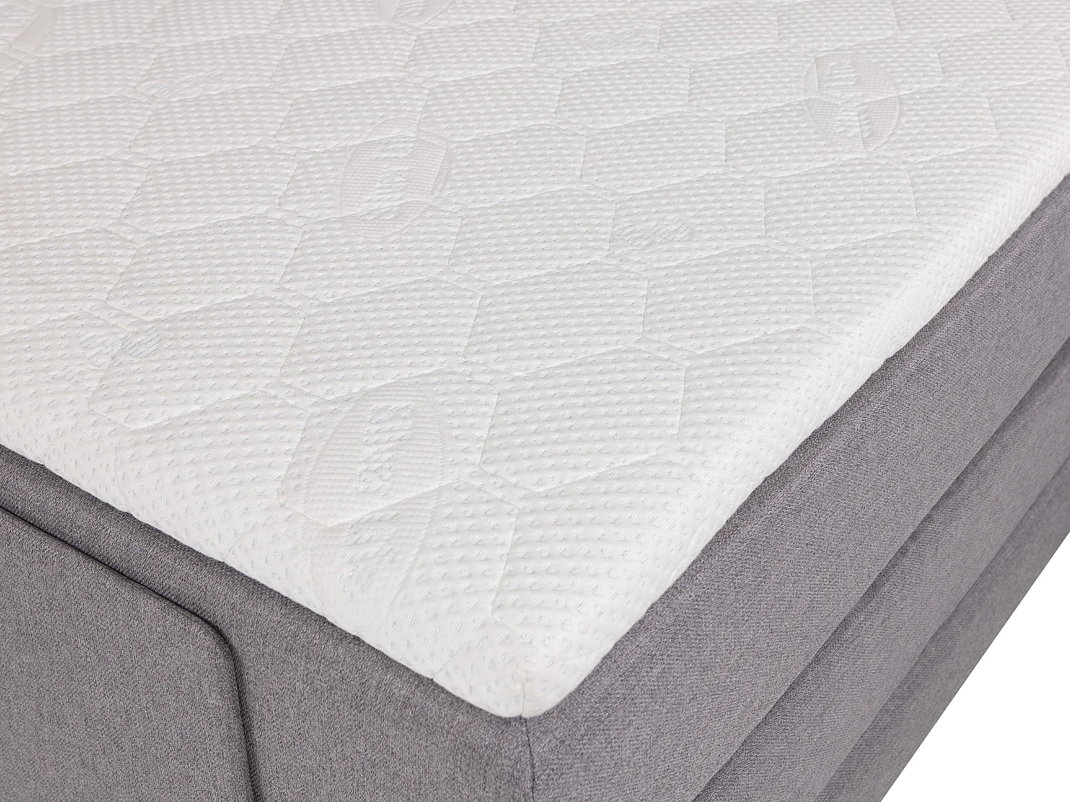 Ensemble complet boxspring tête de lit + sommiers relaxation électrique + matelas + surmatelas - 2 x 80 x 200 cm - Tissu - Gris clair - CASTEL II de PALACIO