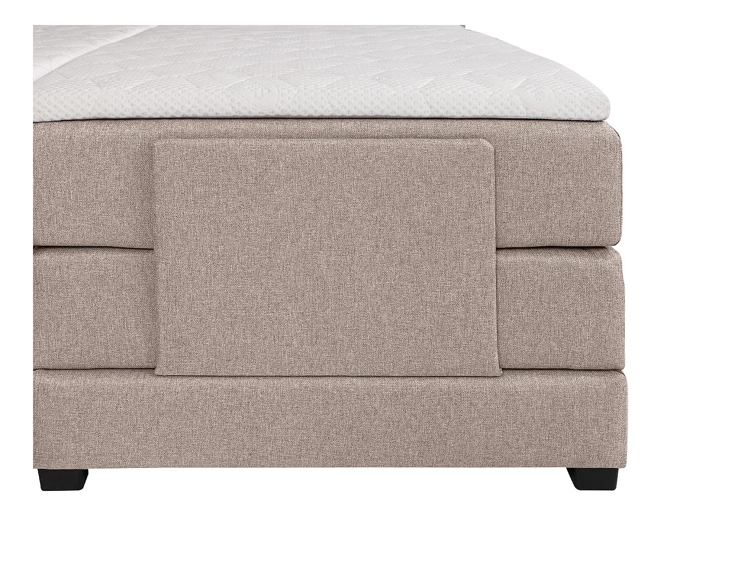 Set letto boxspring testata + reti relax elettriche + materasso + topper in tessuto beige 2 x 90 x 200cm - CASTEL di PALACIO