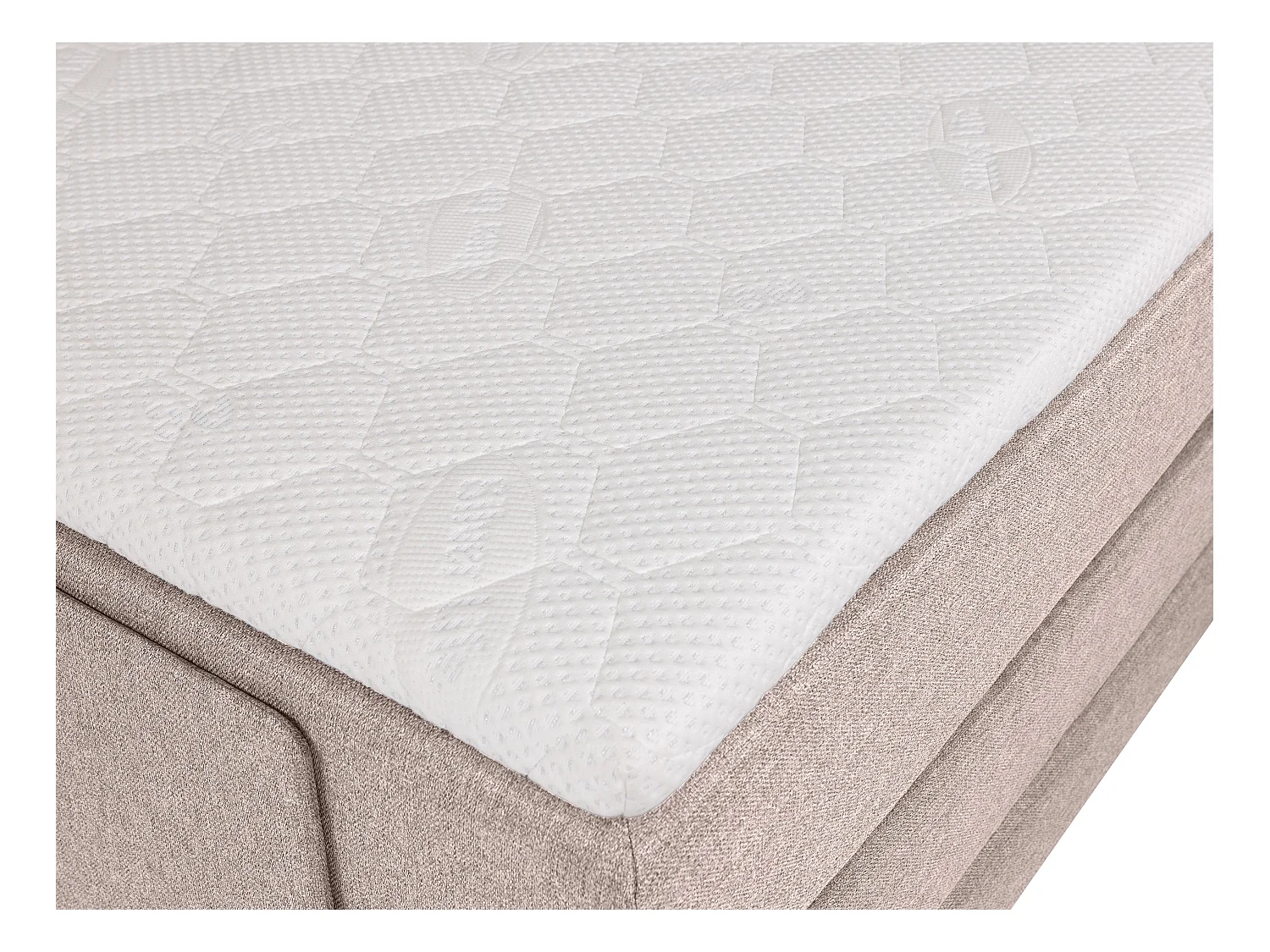 Set letto boxspring testata + reti relax elettriche + materasso + topper in tessuto beige 2 x 90 x 200cm - CASTEL di PALACIO