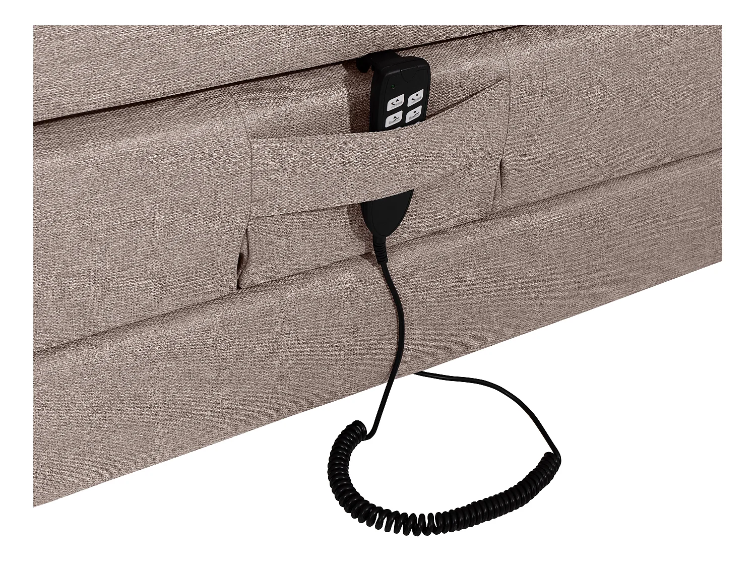 Set letto boxspring testata + reti relax elettriche + materasso + topper in tessuto beige 2 x 90 x 200cm - CASTEL di PALACIO