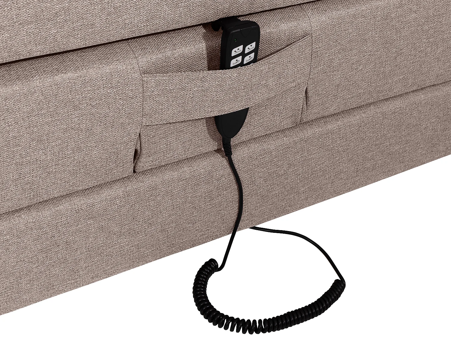 Boxspringbett mit Bettkopfteil + elektrischem Untergestell mit Relaxfunktion + Matratzen + Topper - 2 x 90 x 200 cm - Stoff - Beige - CASTEL II von PALACIO