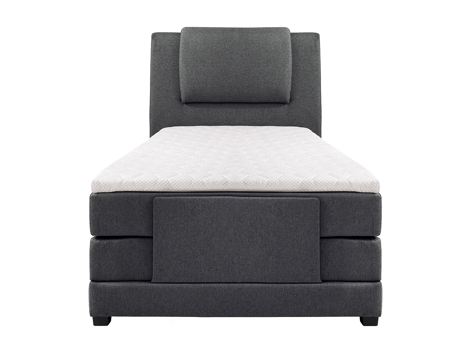 Pack boxspring cabecero + somieres articulados eléctricos + colchones + cubrecolchón CASTEL de PALACIO - 100x200cm - Tela antracita