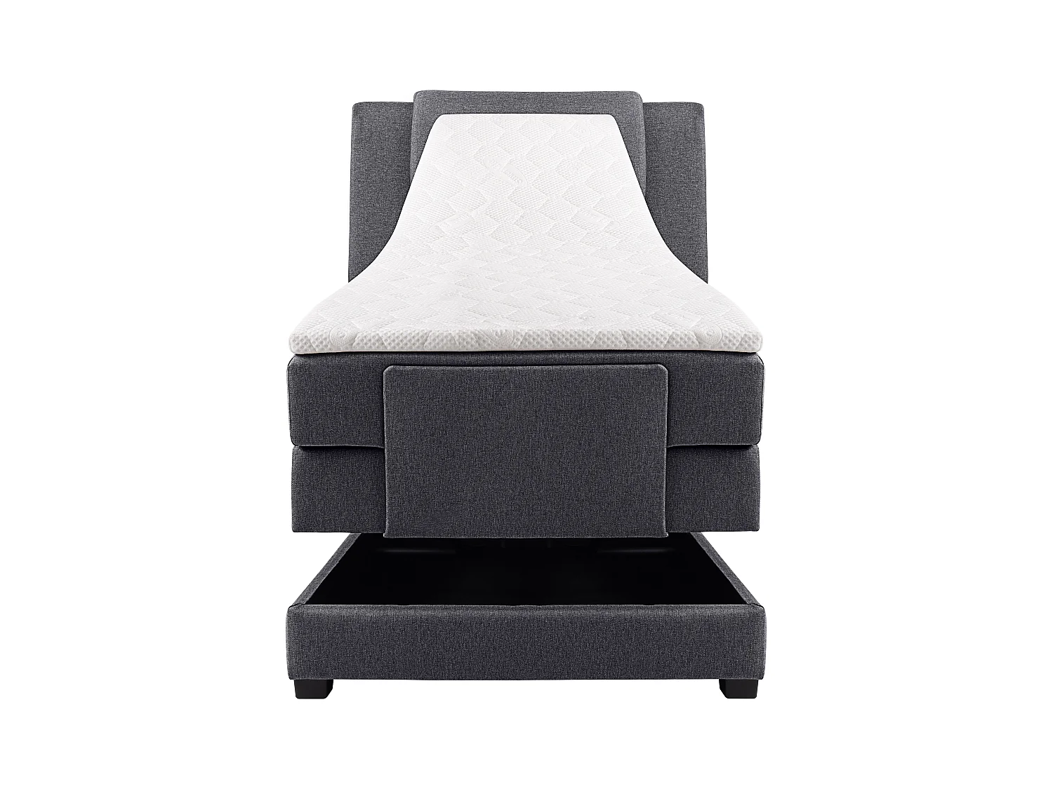 Ensemble complet boxspring tête de lit + sommiers relaxation électrique + matelas + surmatelas - 100 x 200 cm - Tissu - Anthracite - CASTEL II de PALACIO