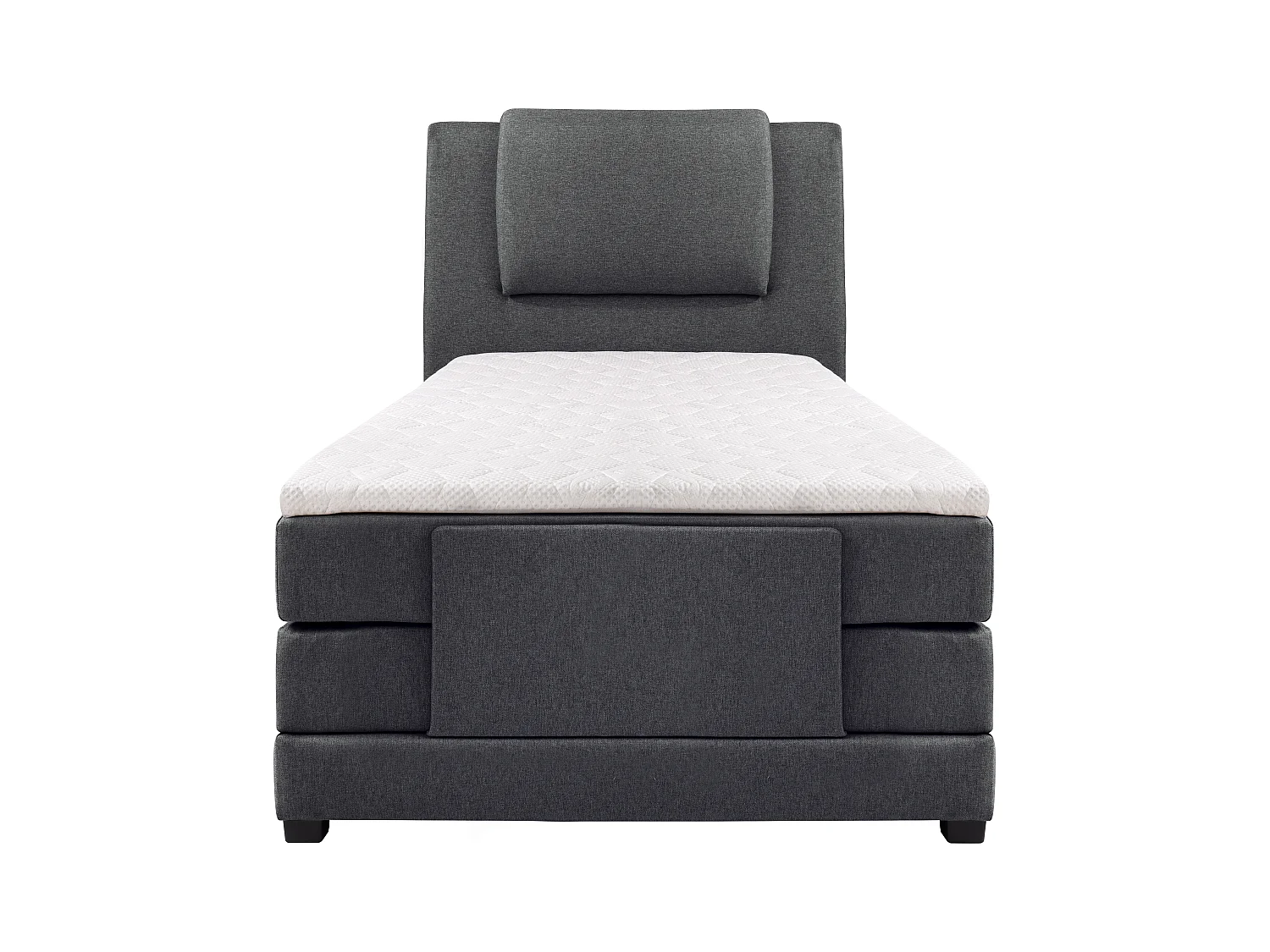 Ensemble complet boxspring tête de lit + sommiers relaxation électrique + matelas + surmatelas - 100 x 200 cm - Tissu - Anthracite - CASTEL II de PALACIO