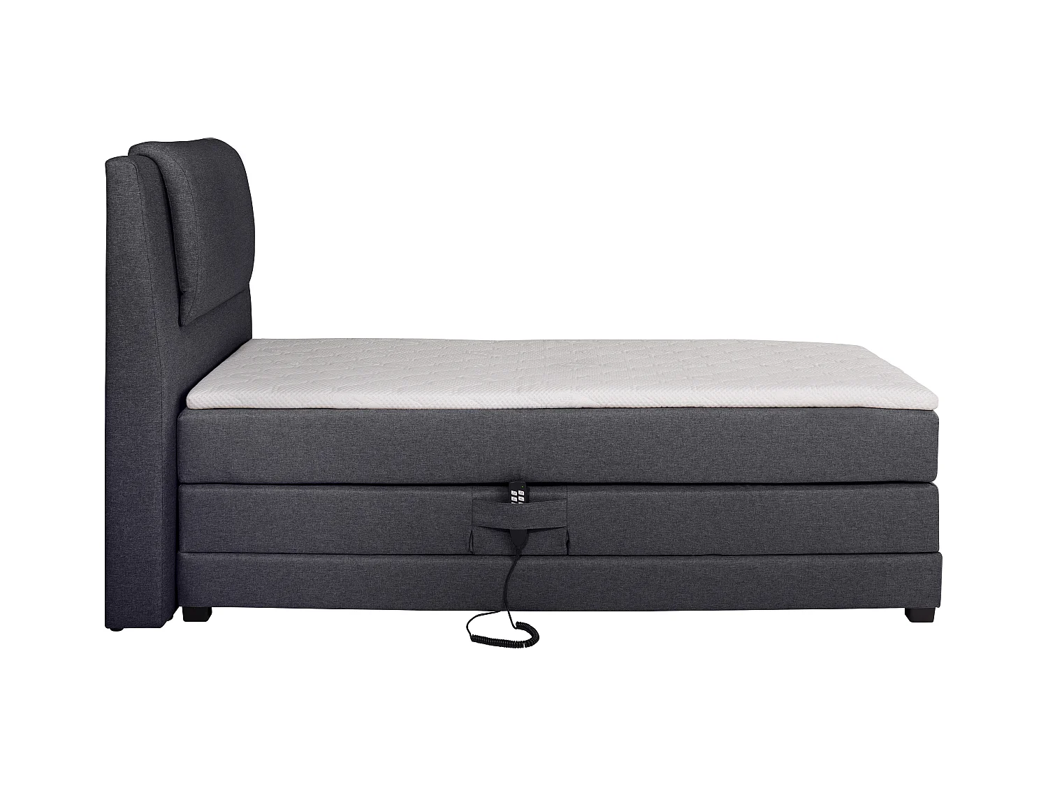 Ensemble complet boxspring tête de lit + sommiers relaxation électrique + matelas + surmatelas - 100 x 200 cm - Tissu - Anthracite - CASTEL II de PALACIO